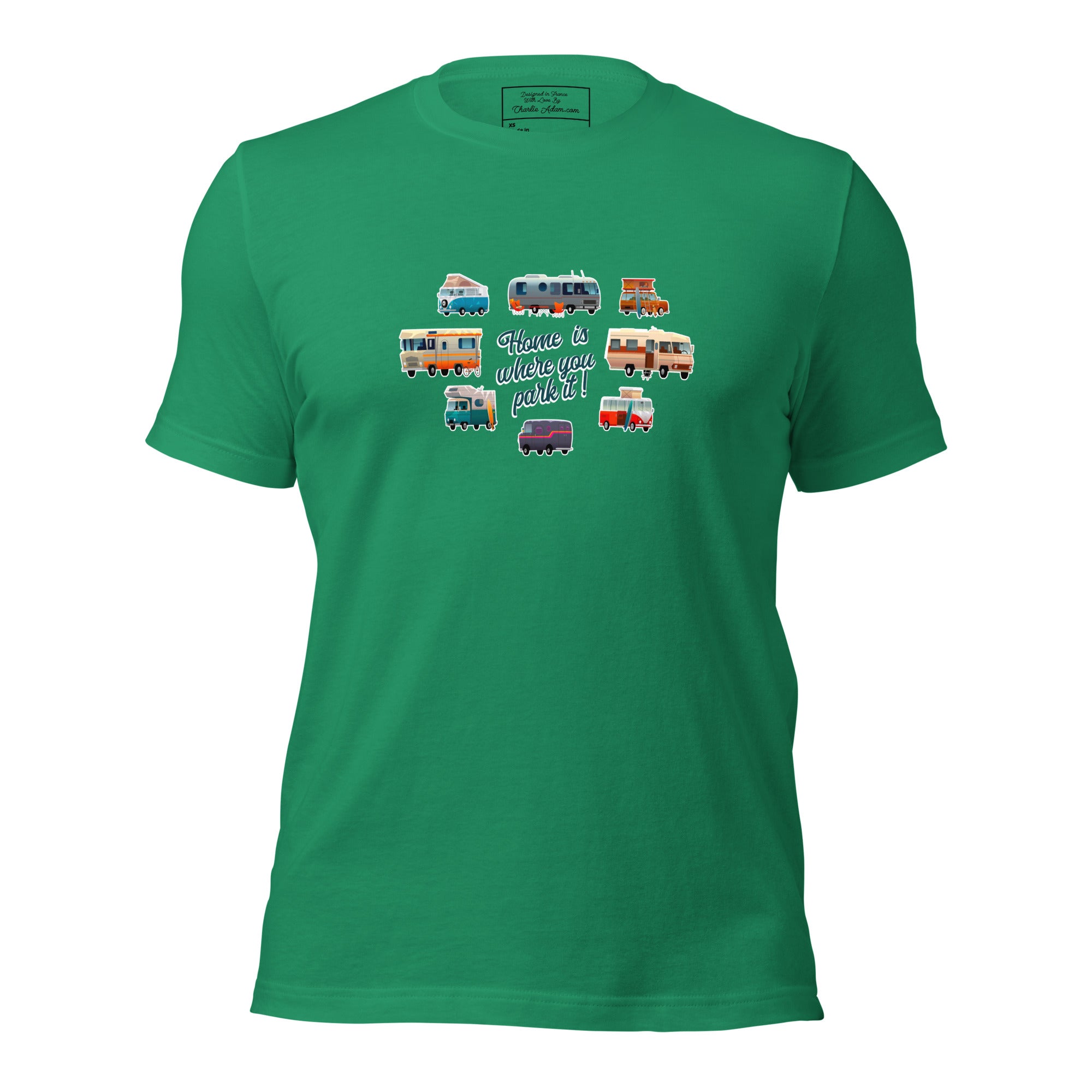 Unisex t-shirt Square Vintage Campers on greens