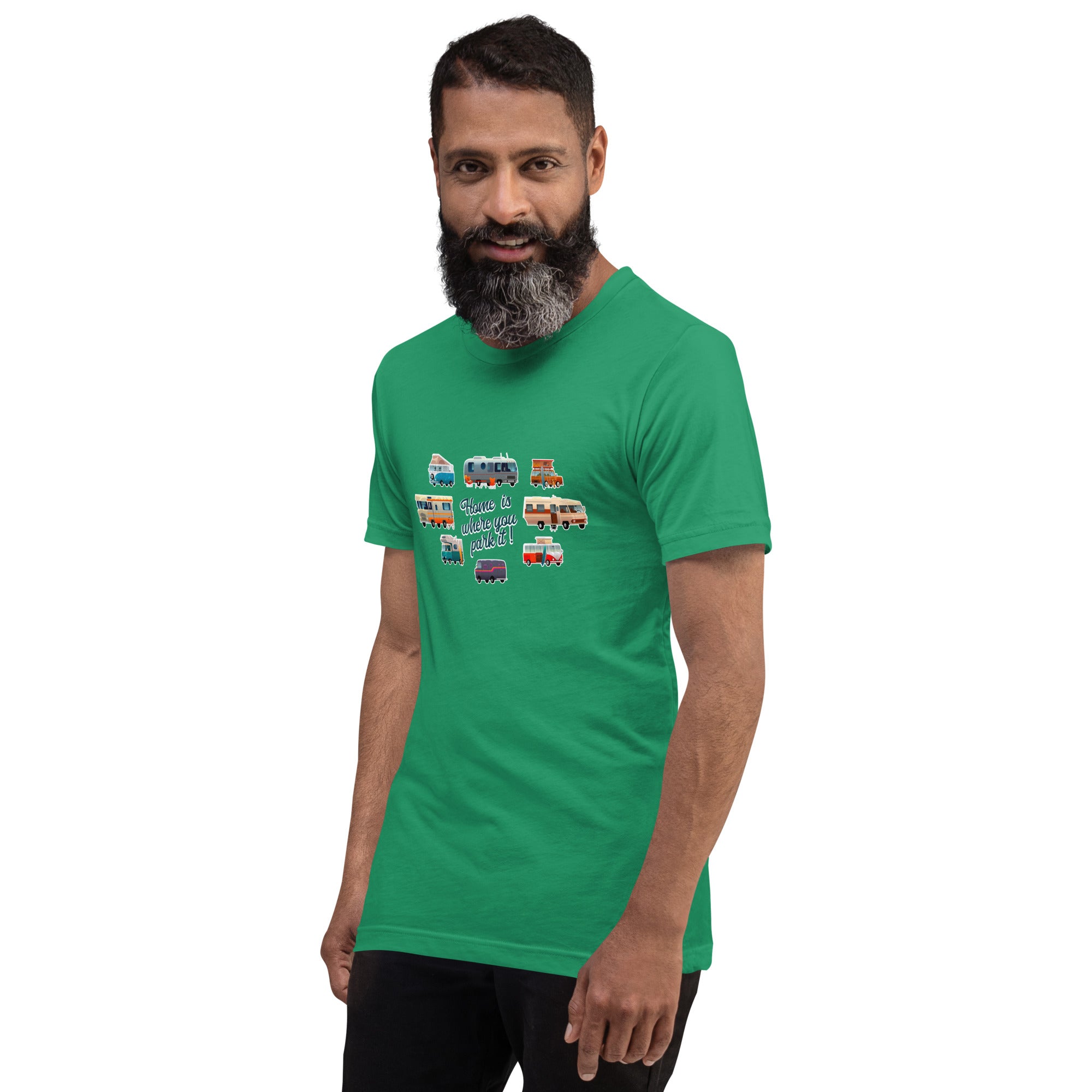 Unisex t-shirt Square Vintage Campers on greens