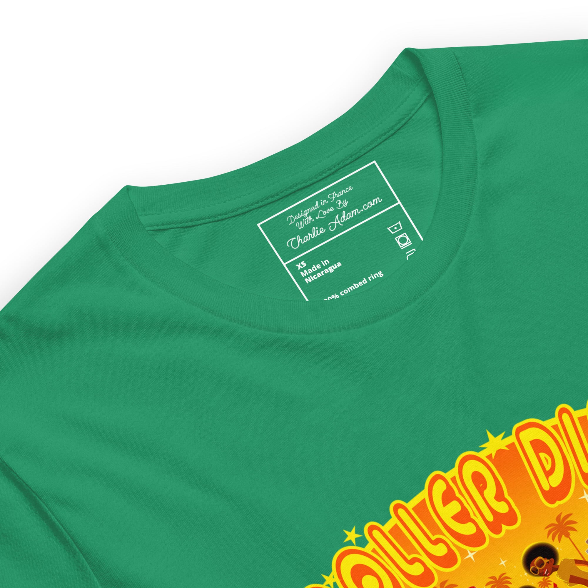T-shirt en coton unisexe Roller Disco 1975 sur couleurs foncées