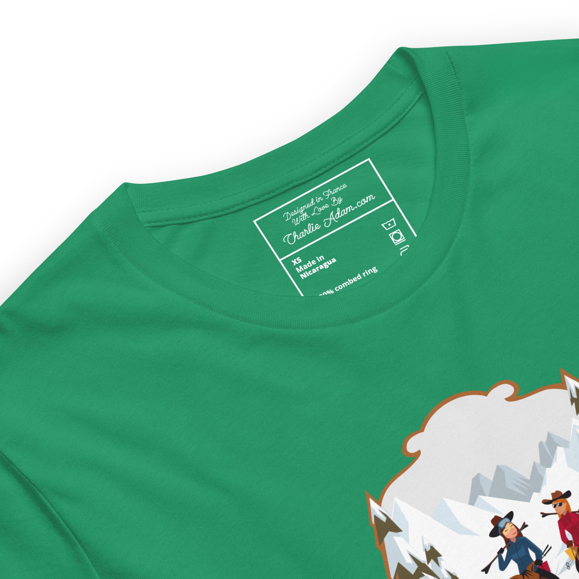 T-shirt en coton unisexe The Skiing Cowgirl sur couleurs foncées