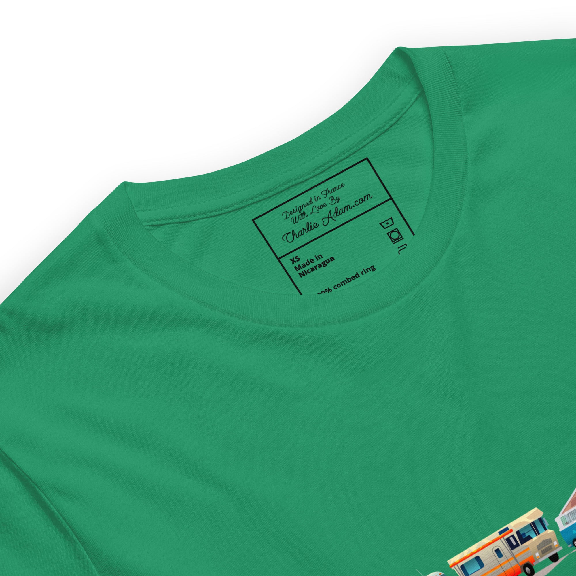 Unisex cotton t-shirt Vintage Campers: Home is where you park it on green