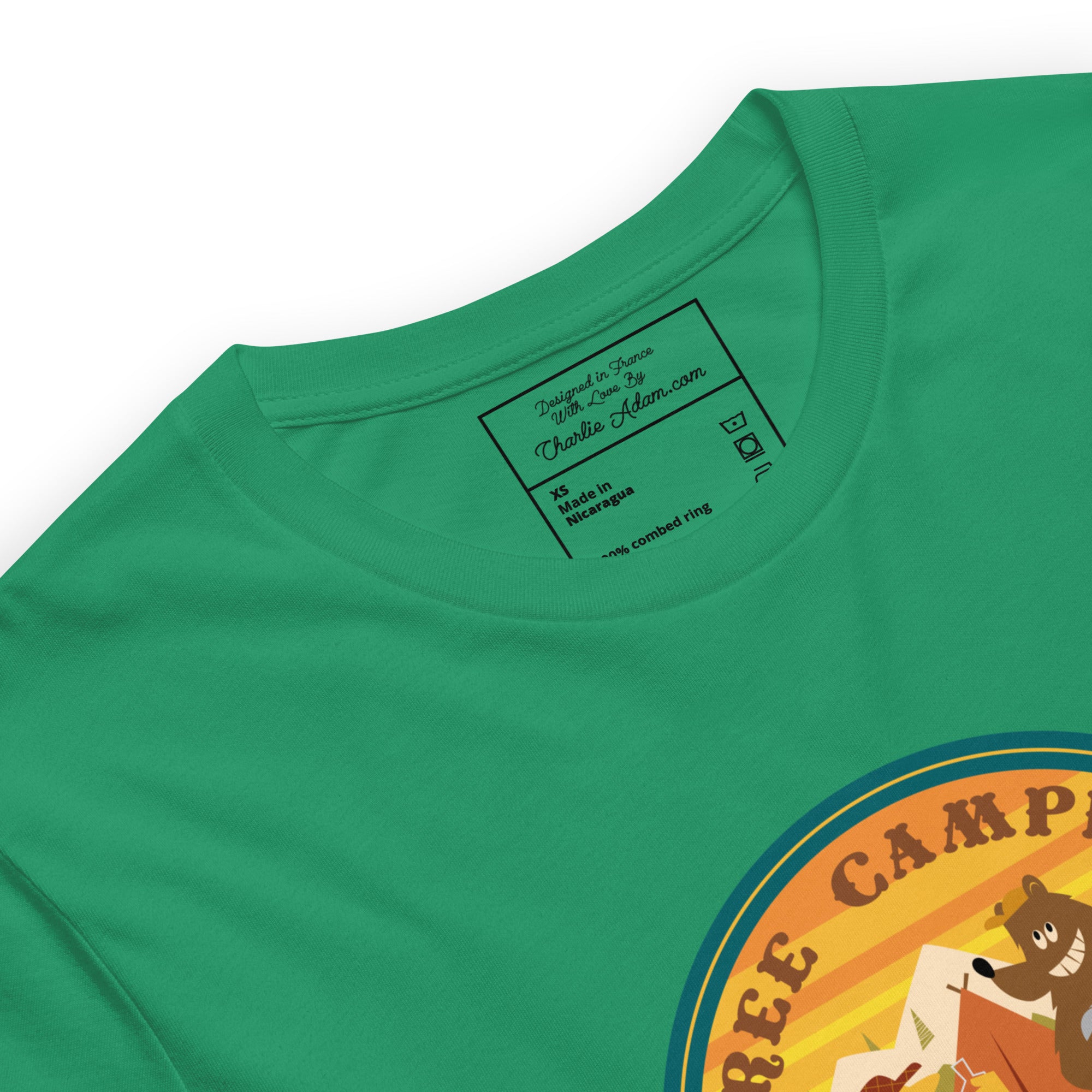 Unisex cotton t-shirt Free Camping is not a Crime on greens