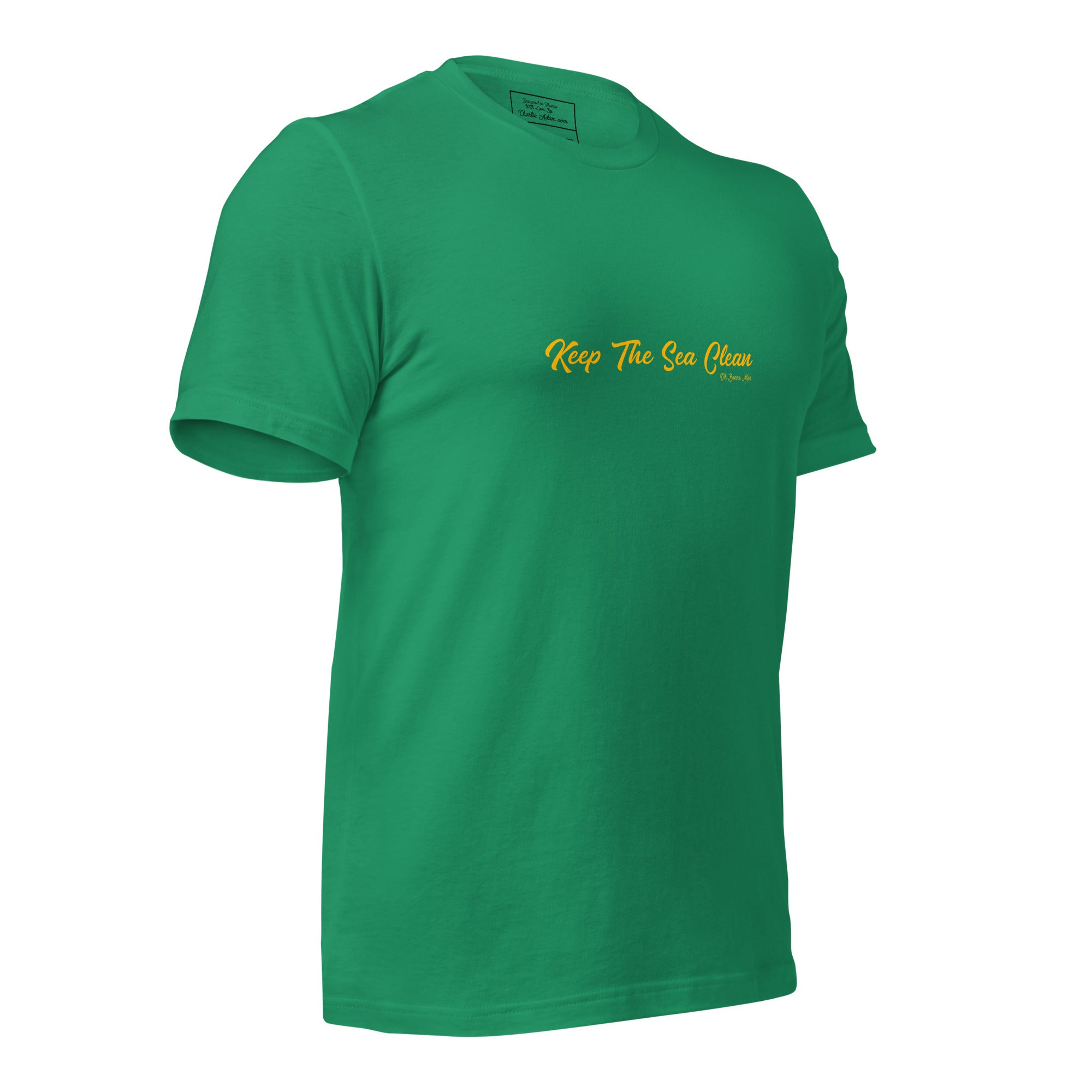 Unisex cotton t-shirt Keep The Sea Clean on greens