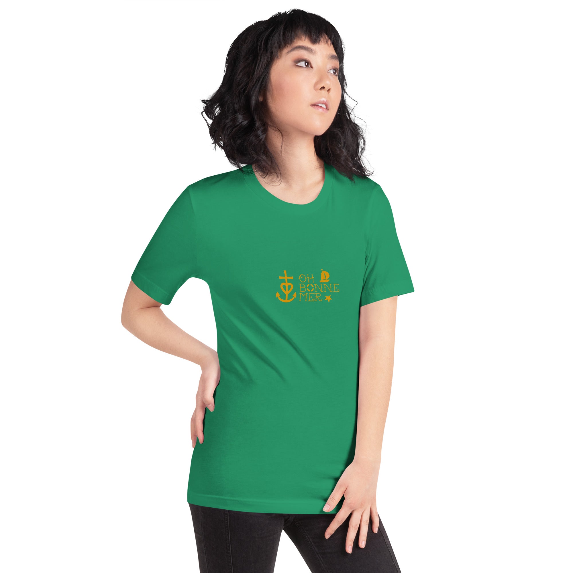 Unisex cotton t-shirt Oh Bonne Mer 2 on greens