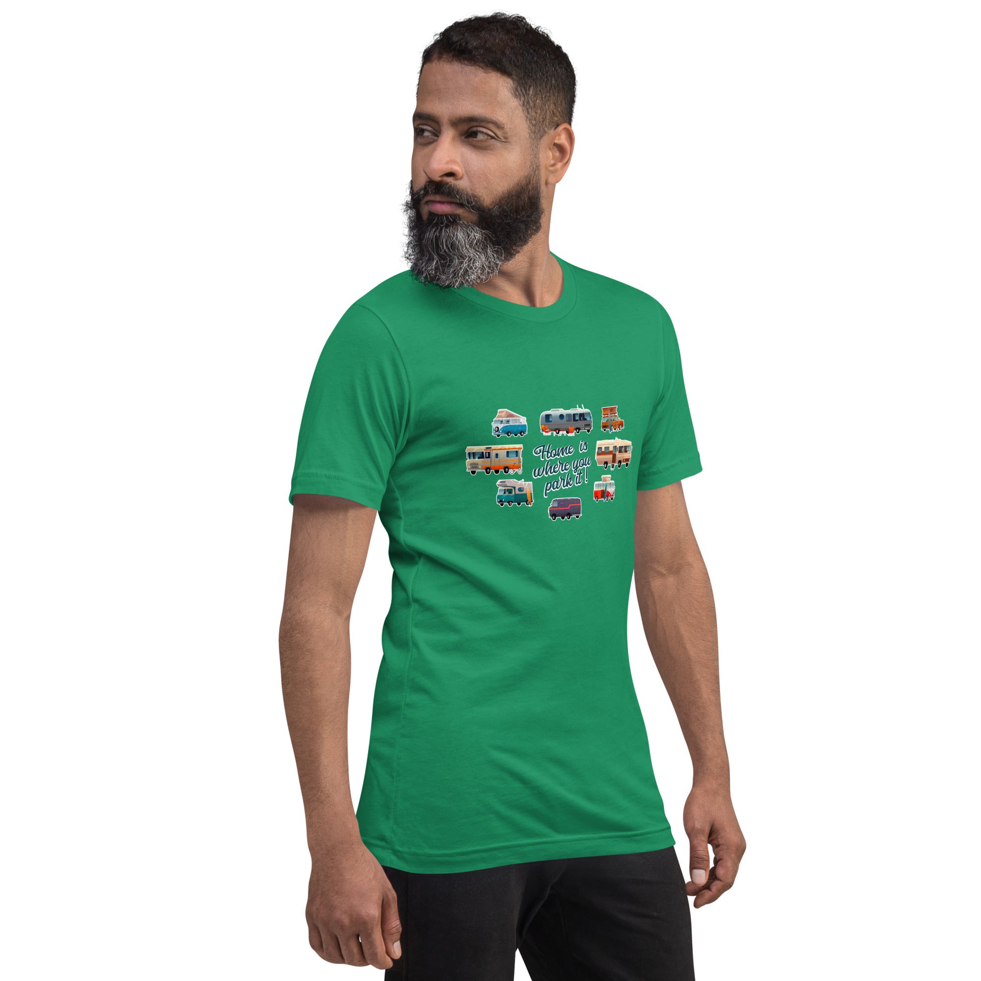 Unisex t-shirt Square Vintage Campers on greens