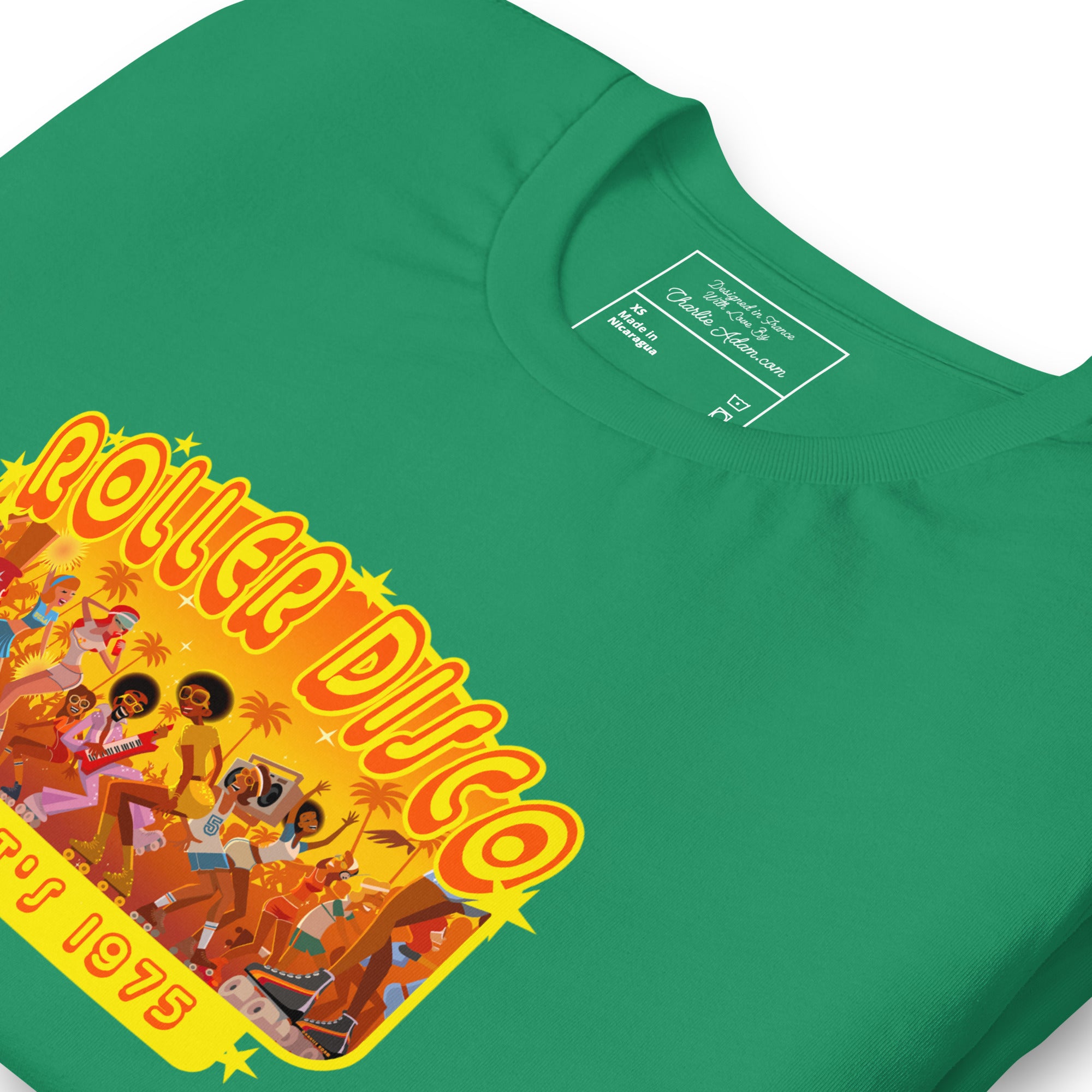 T-shirt en coton unisexe Roller Disco 1975 sur couleurs foncées