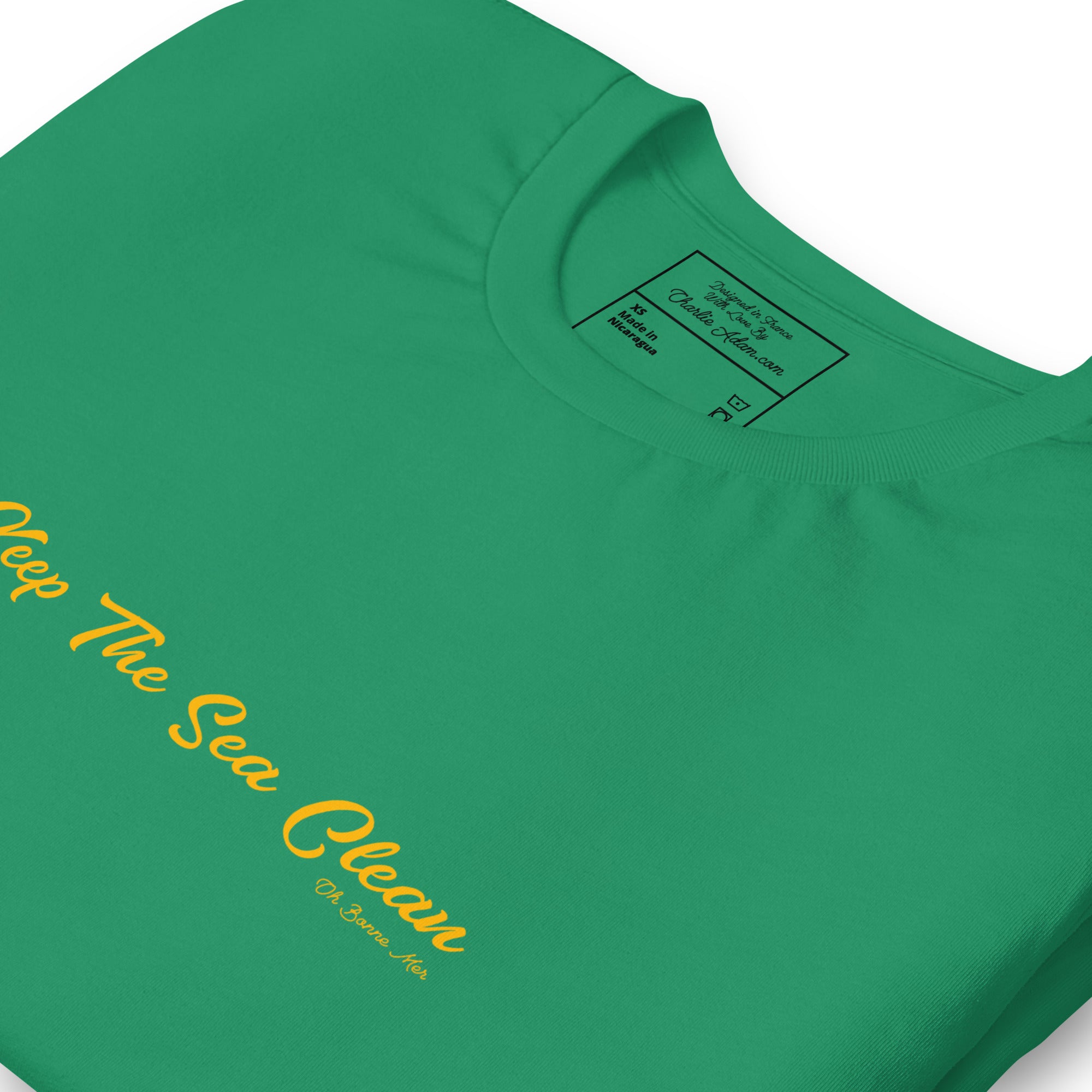 Unisex cotton t-shirt Keep The Sea Clean on greens