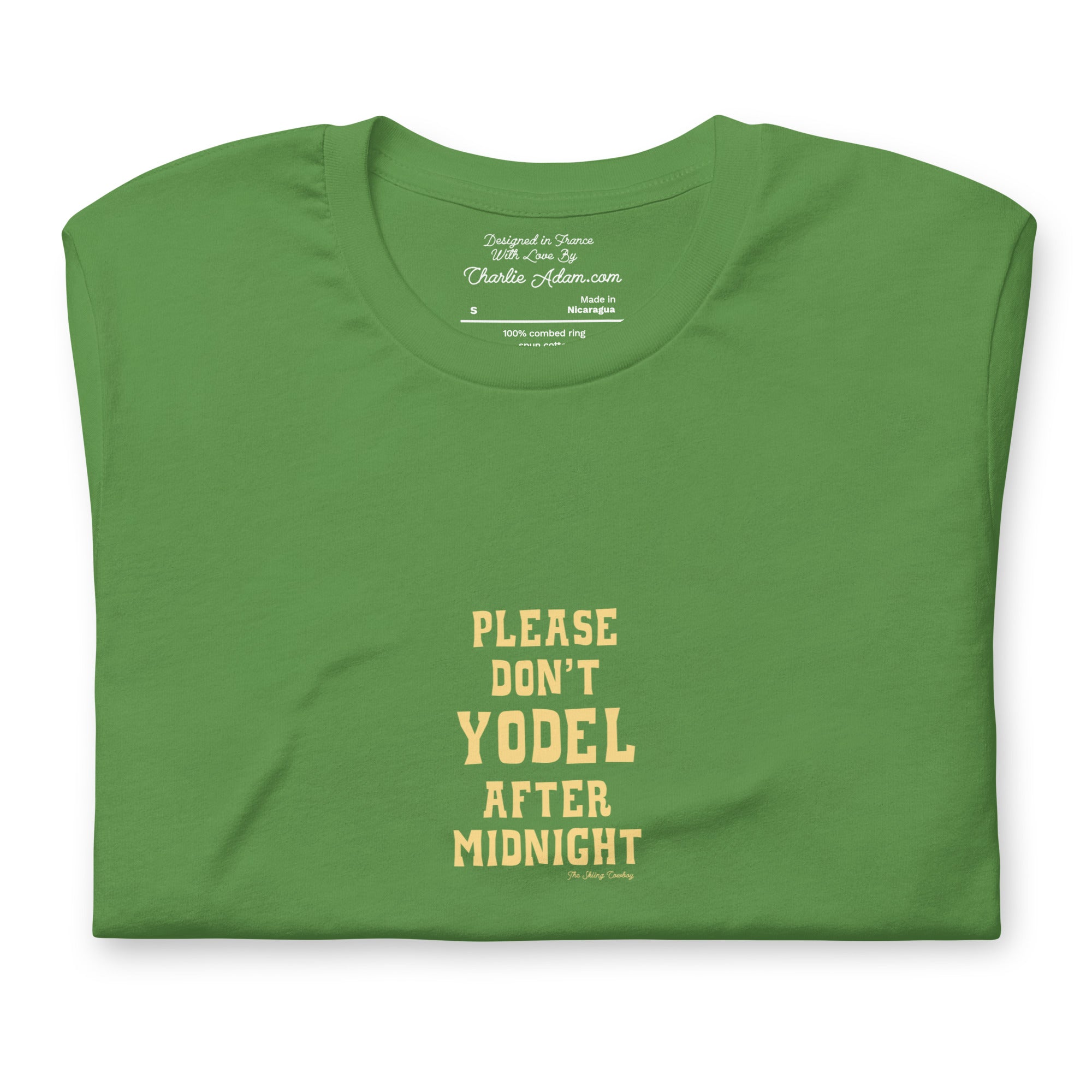 T-shirt en coton unisexe Don't Yodel After Midnight texte clair