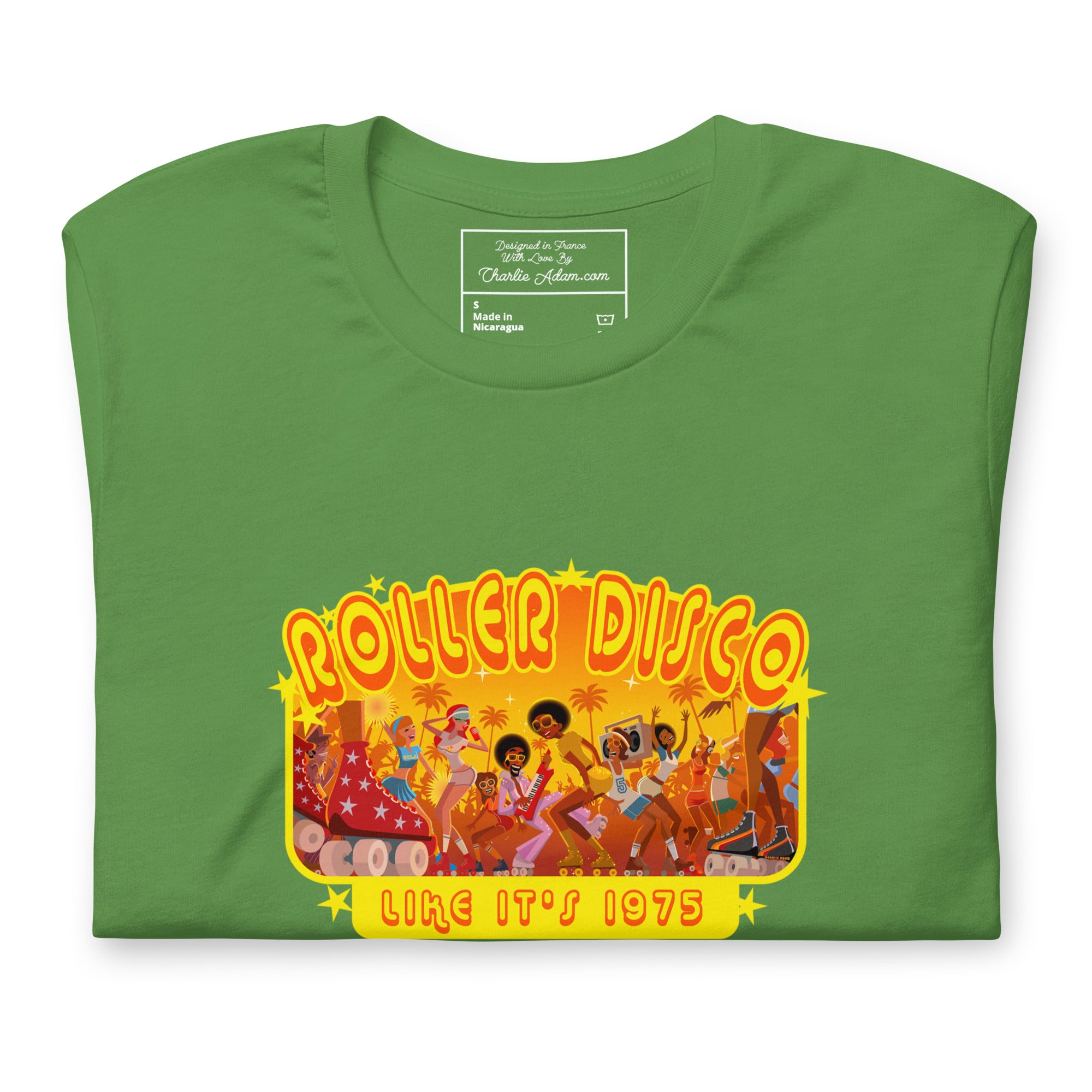 T-shirt en coton unisexe Roller Disco 1975 sur couleurs foncées