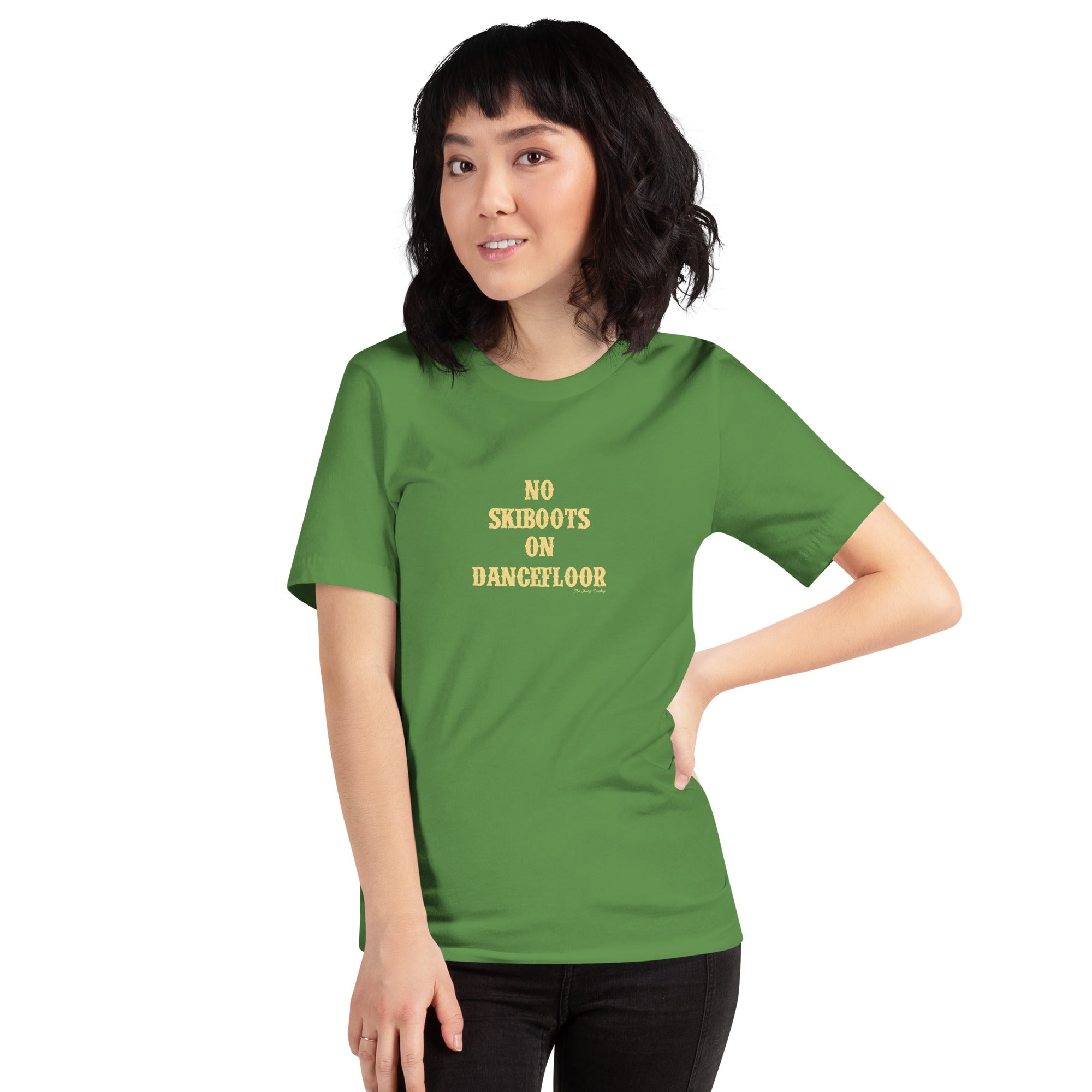 T-shirt en coton unisexe No Skiboots on Dancefloor sur couleurs foncées