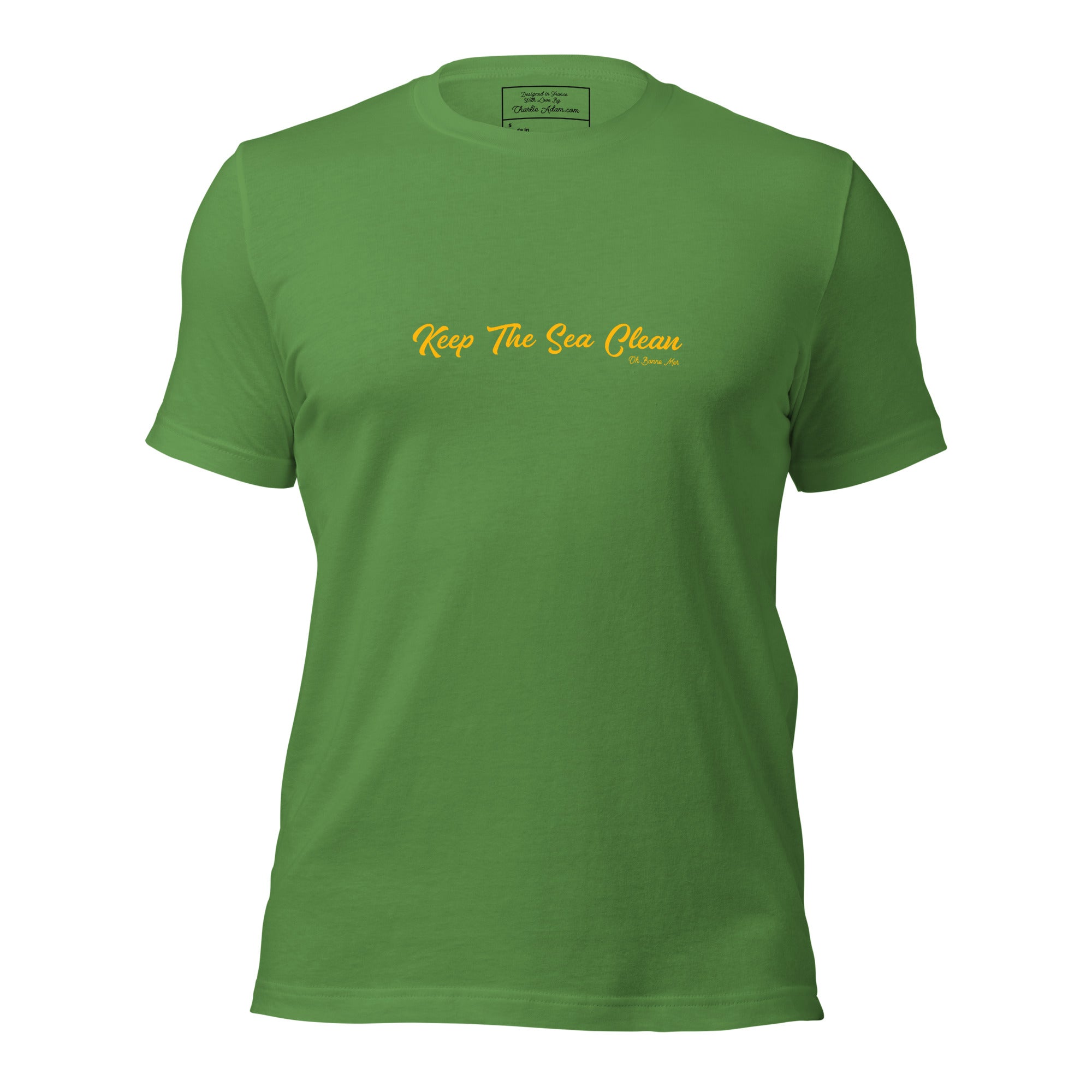 Unisex cotton t-shirt Keep The Sea Clean on greens