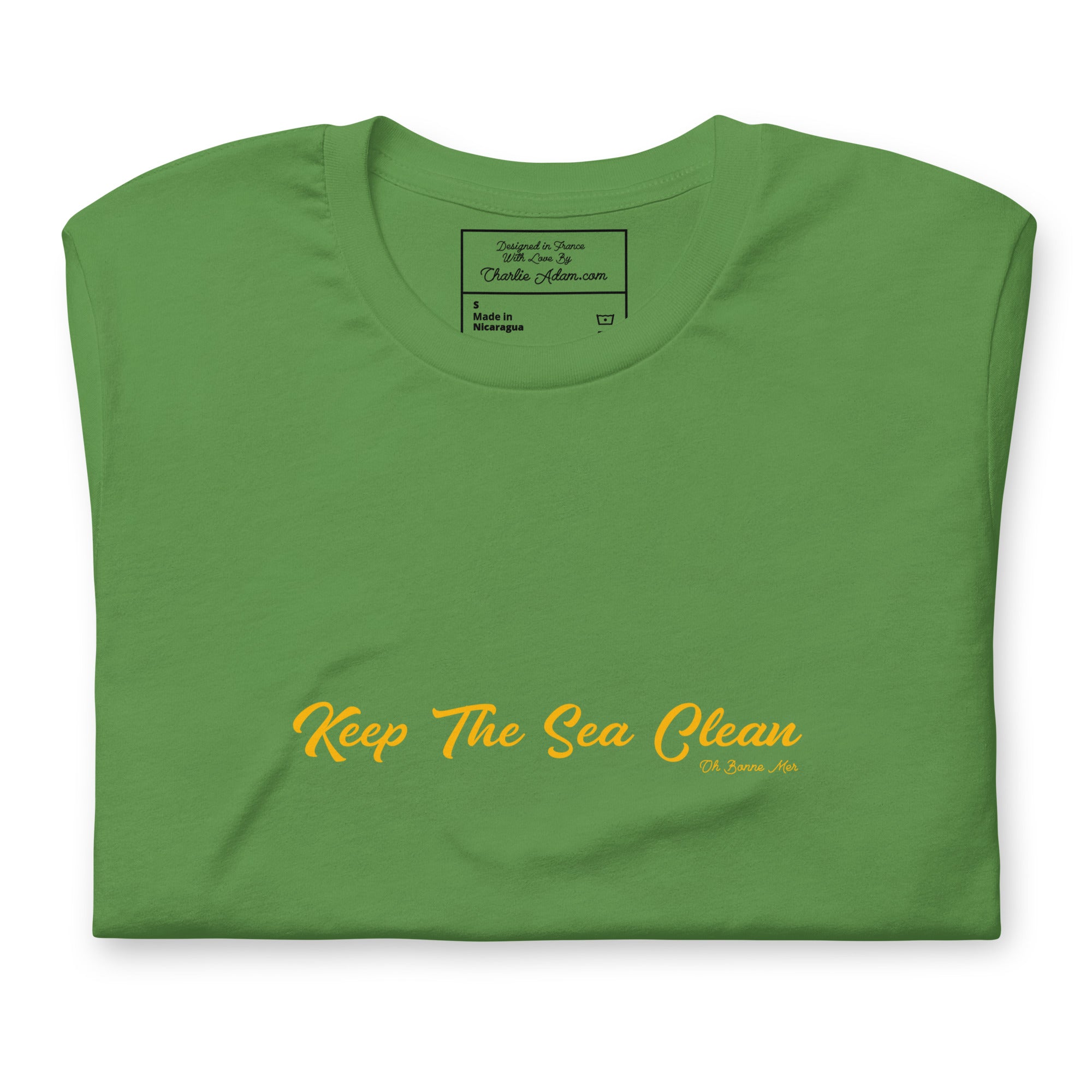 Unisex cotton t-shirt Keep The Sea Clean on greens