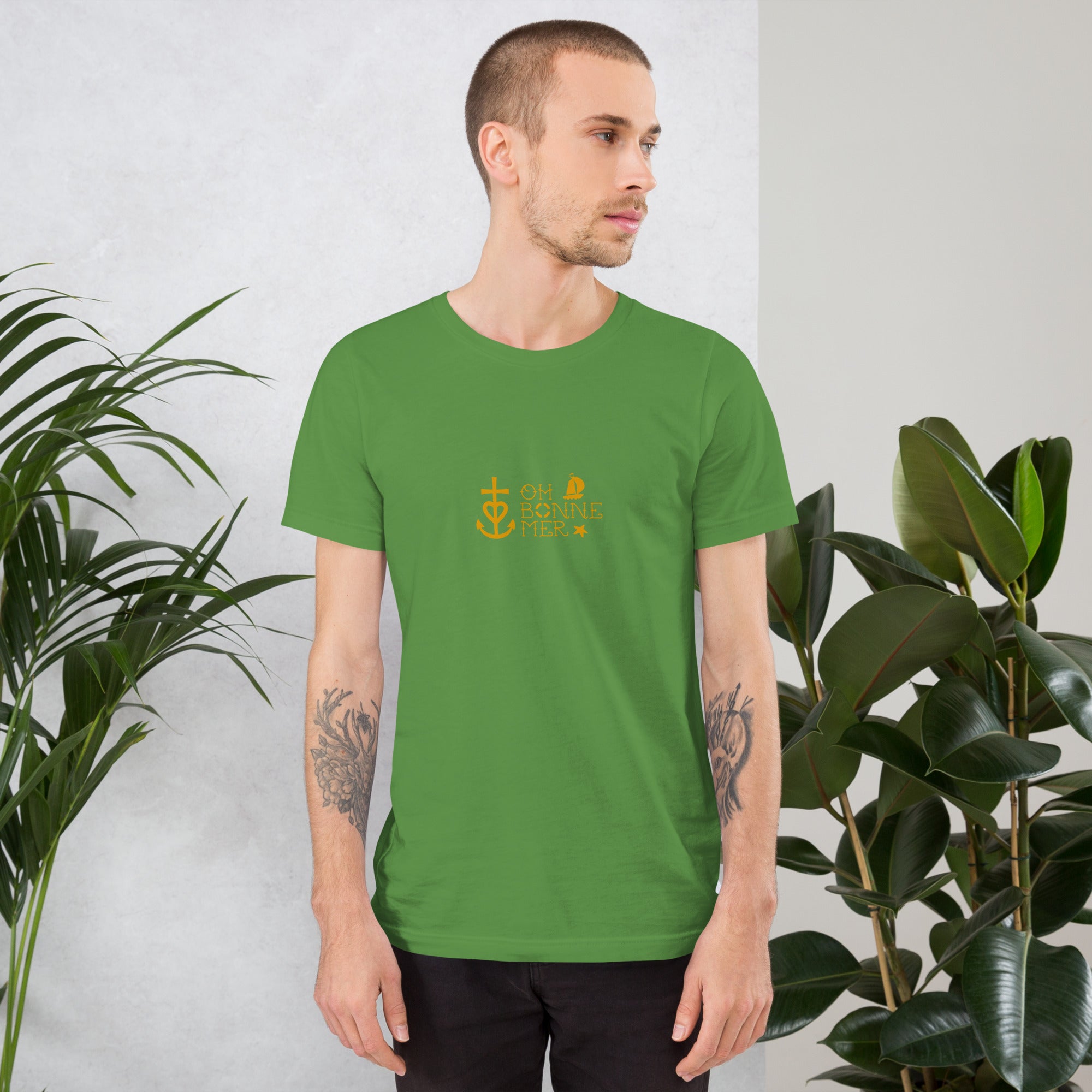 Unisex cotton t-shirt Oh Bonne Mer 2 on greens
