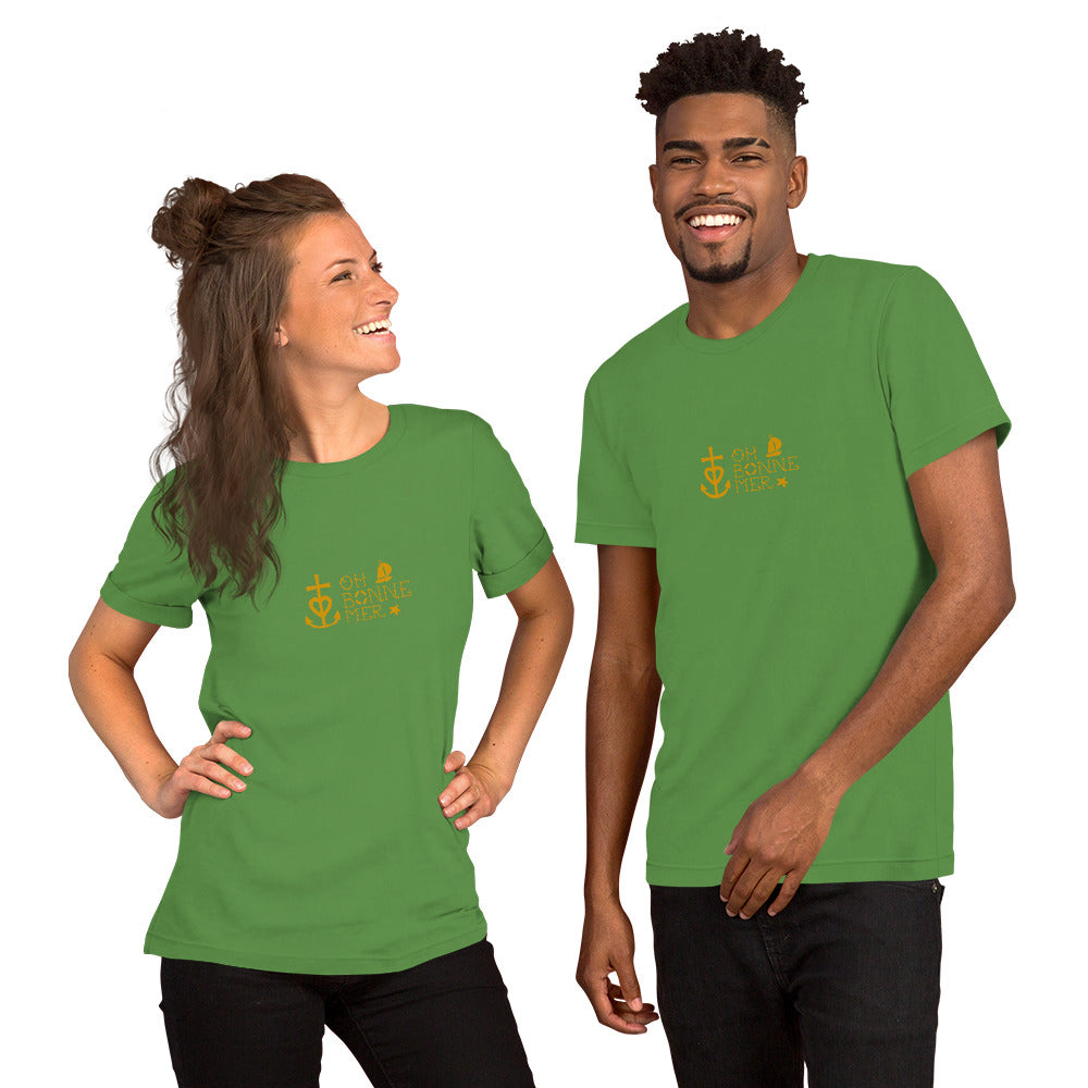 Unisex cotton t-shirt Oh Bonne Mer 2 on greens