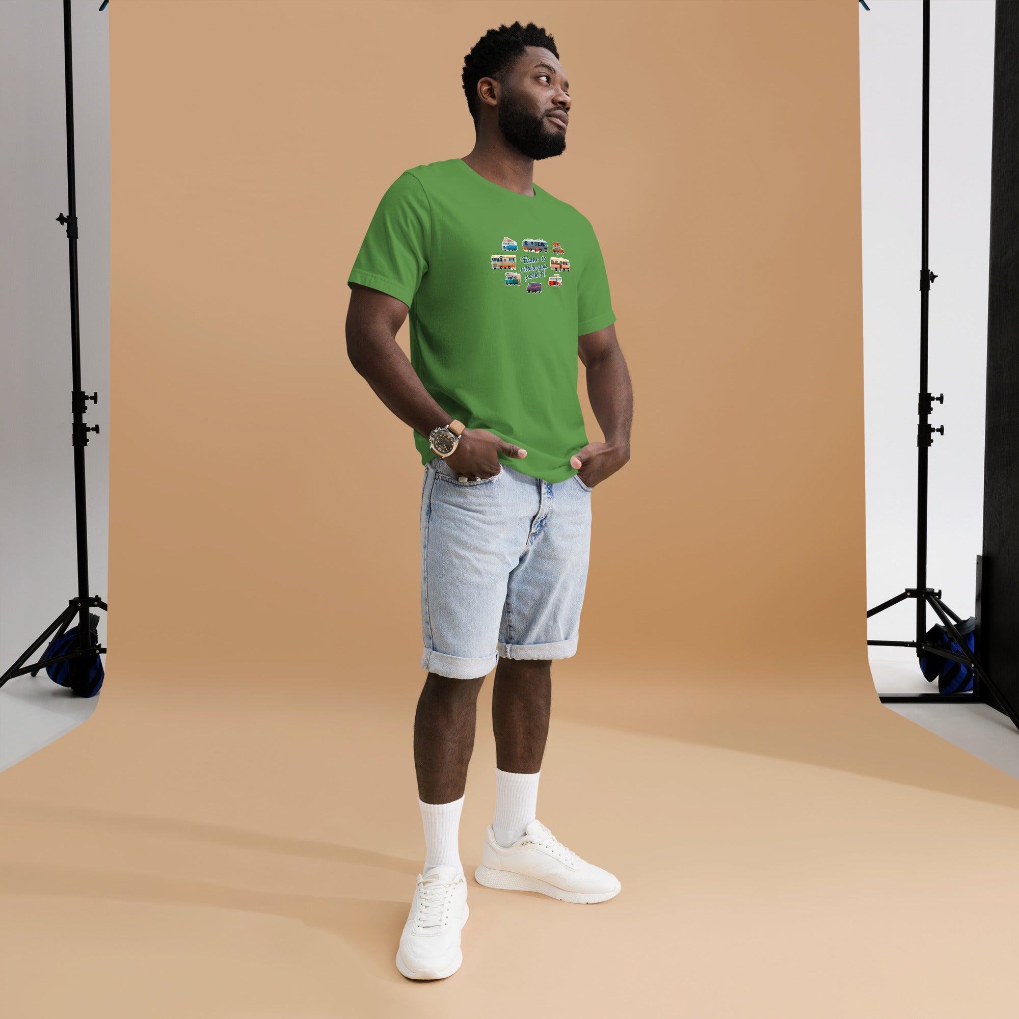 Unisex t-shirt Square Vintage Campers on greens