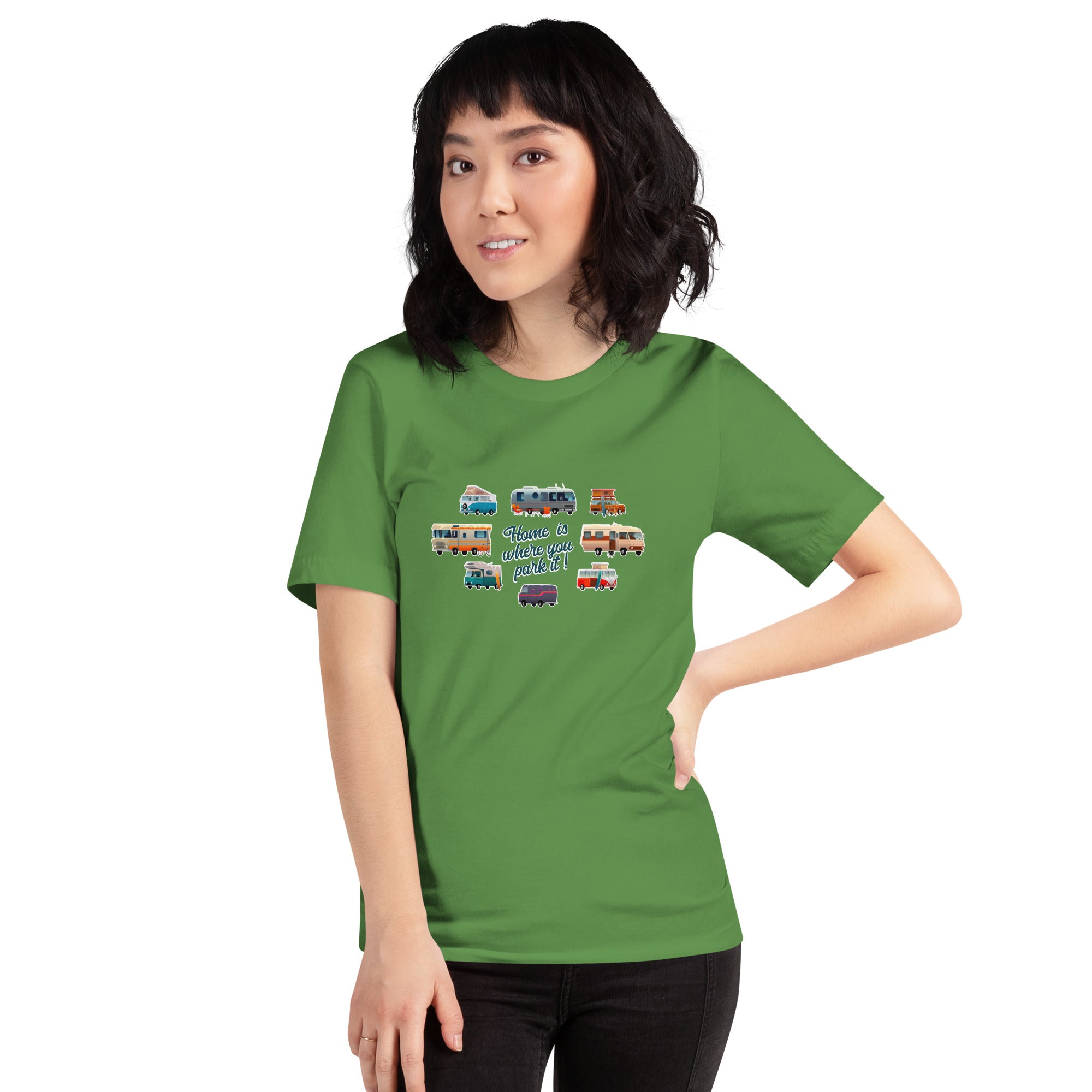 Unisex t-shirt Square Vintage Campers on greens