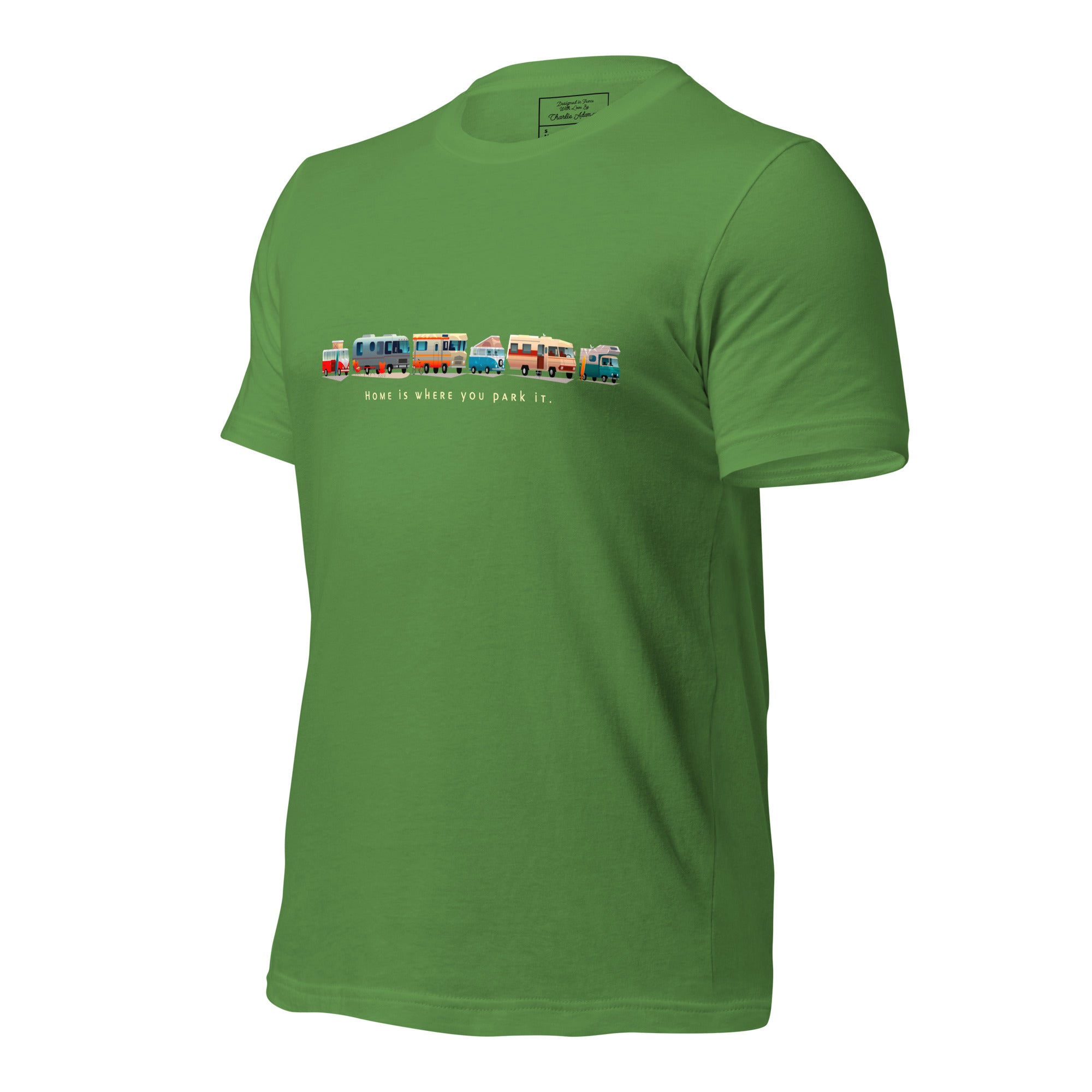 Unisex cotton t-shirt Vintage Campers: Home is where you park it on green