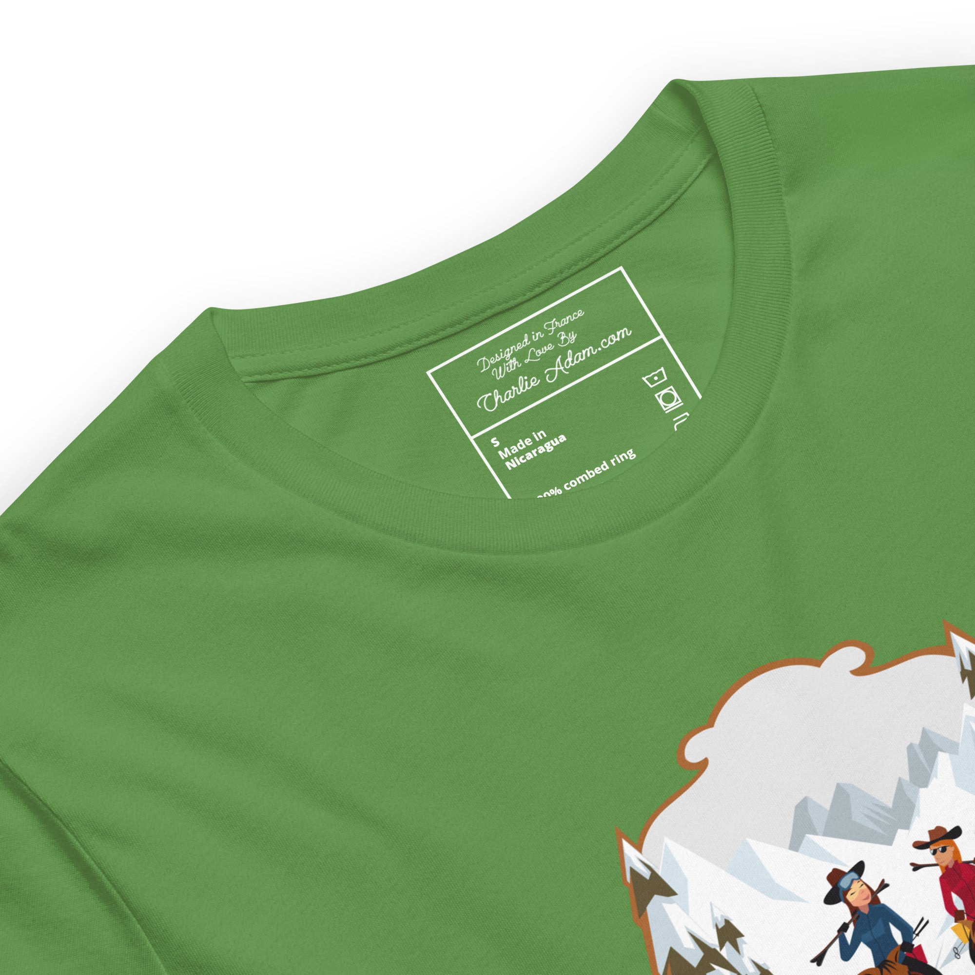 T-shirt en coton unisexe The Skiing Cowgirl sur couleurs foncées