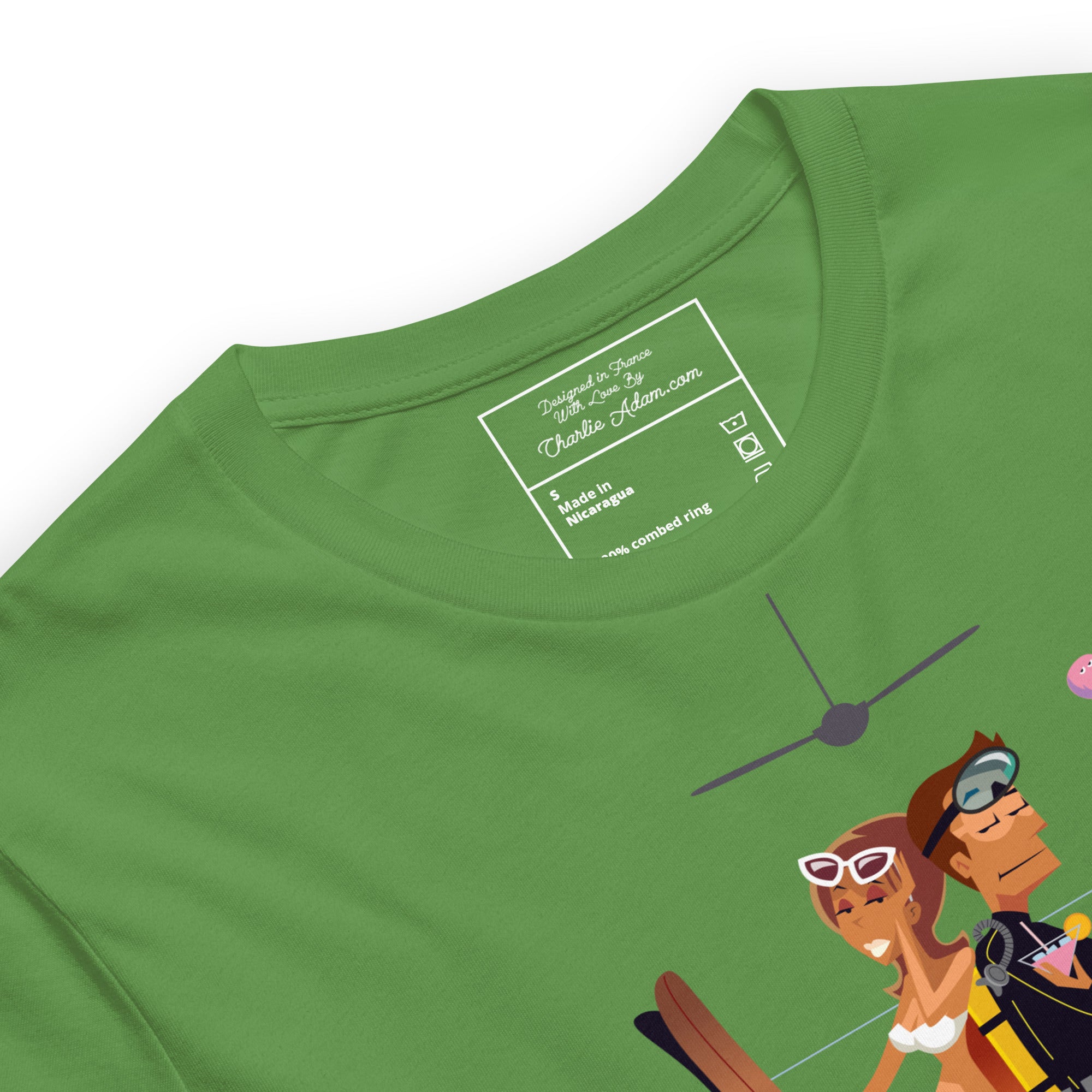 Unisex cotton t-shirt License to Chill Vamos a la Playa on Green
