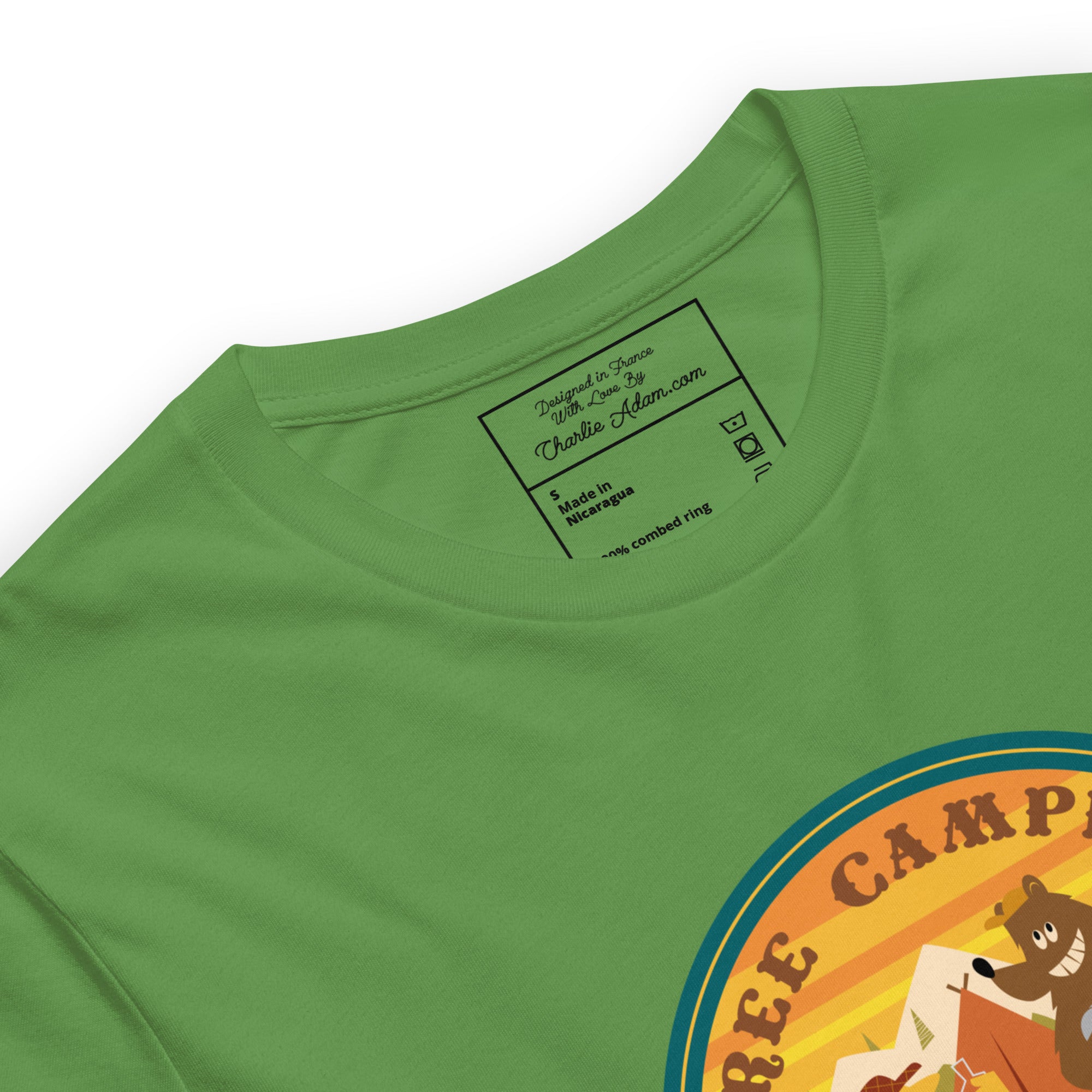 Unisex cotton t-shirt Free Camping is not a Crime on greens
