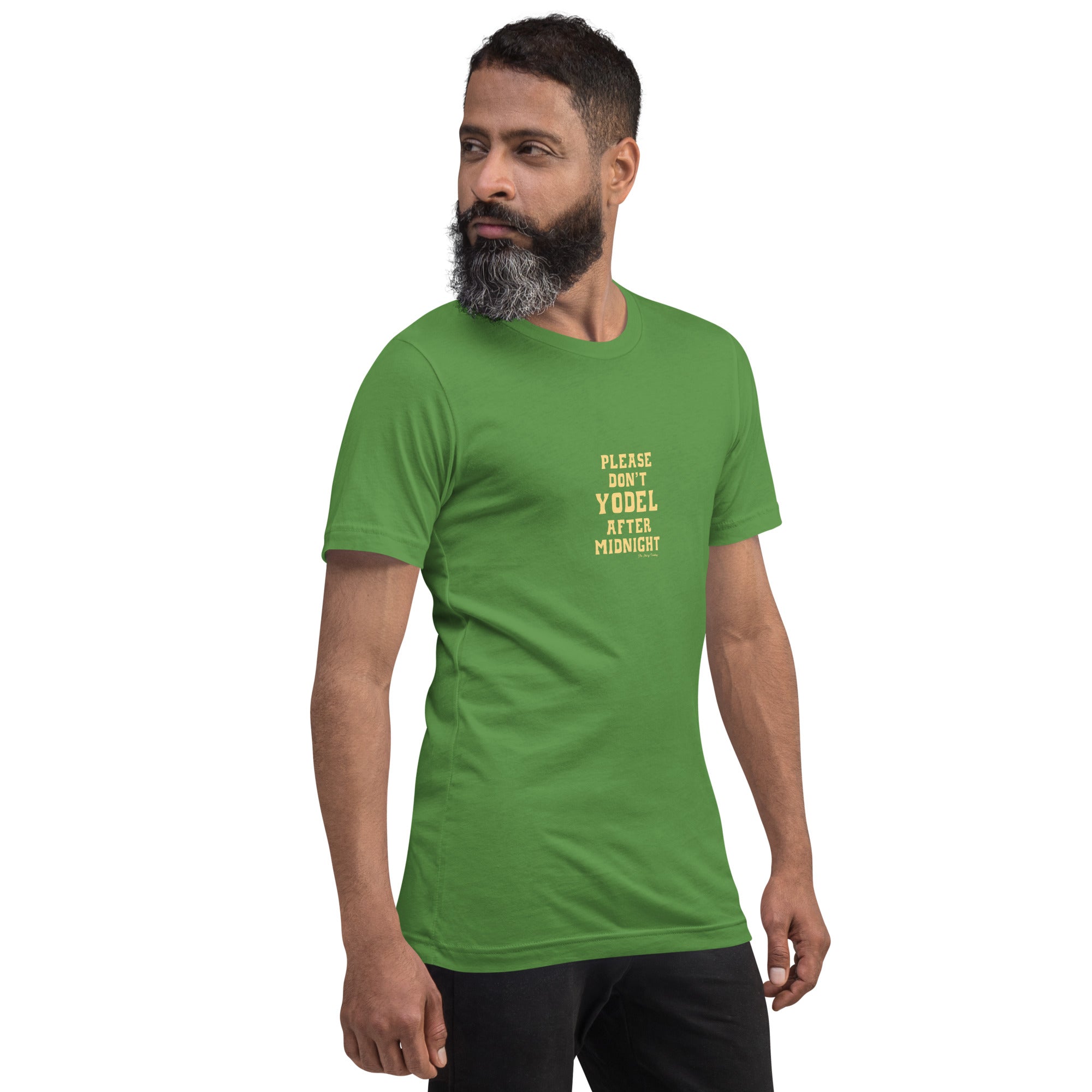 T-shirt en coton unisexe Don't Yodel After Midnight texte clair