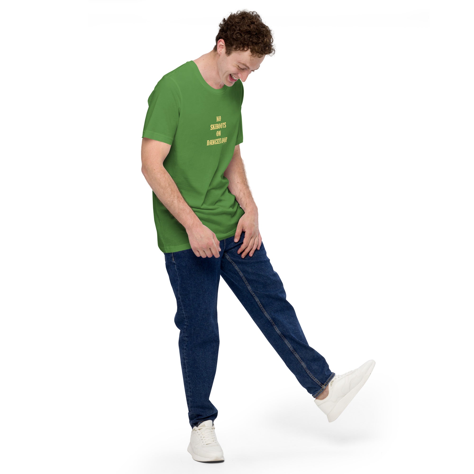 T-shirt en coton unisexe No Skiboots on Dancefloor sur couleurs foncées