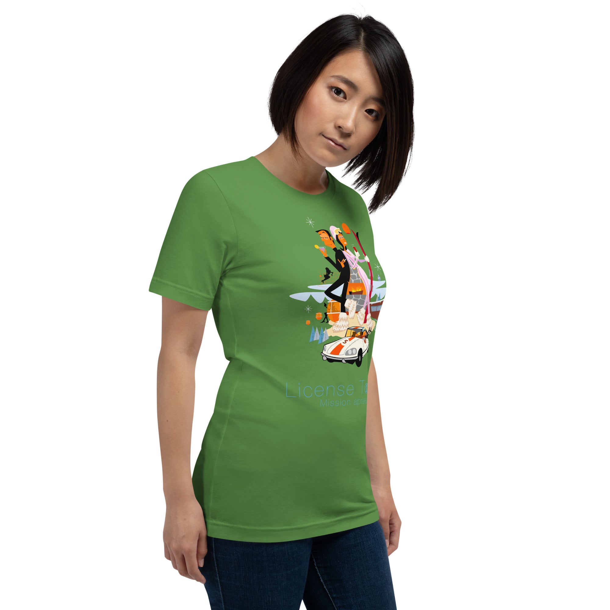 T-shirt en coton unisexe License To Chill Mission Après-Ski sur couleurs foncées