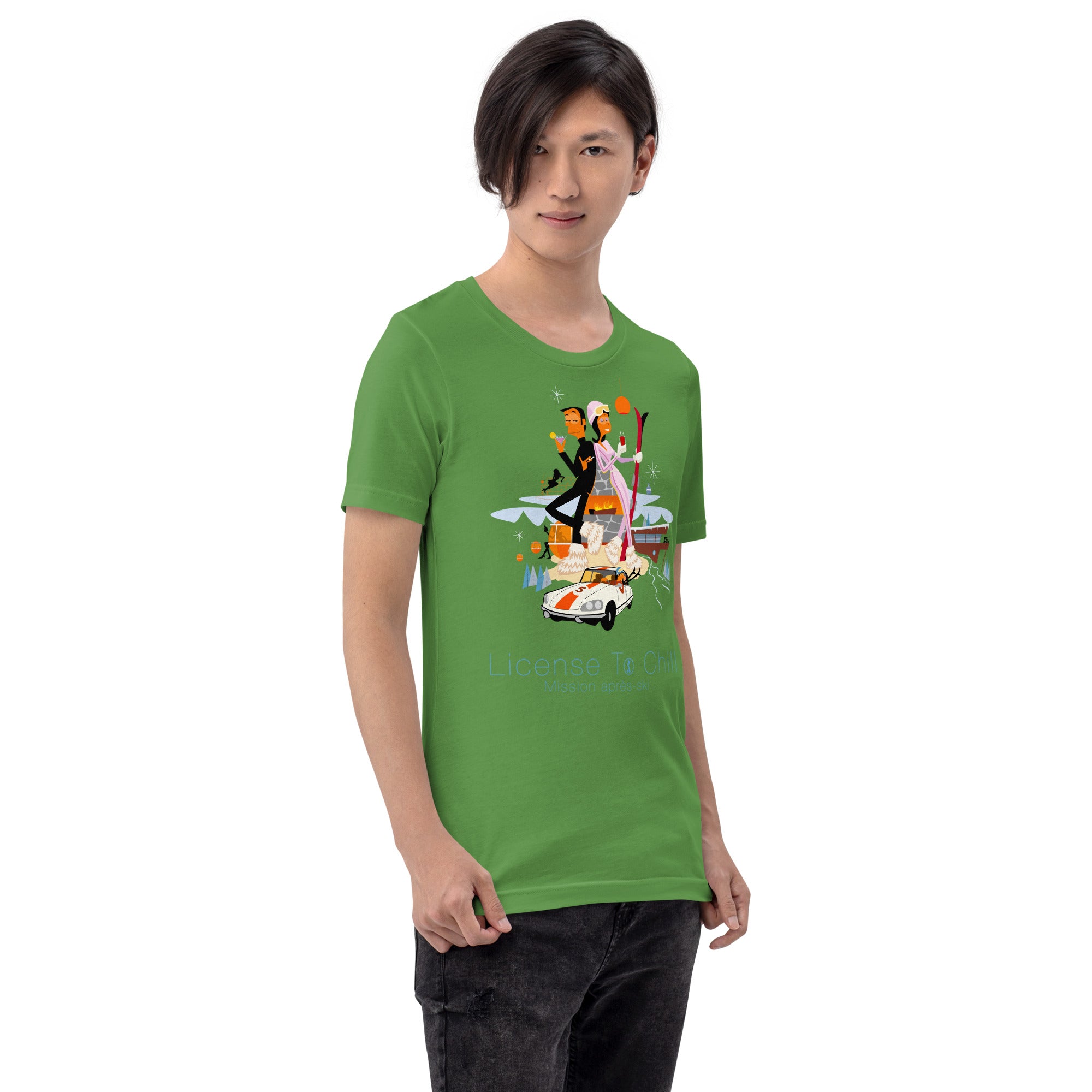 T-shirt en coton unisexe License To Chill Mission Après-Ski sur couleurs foncées