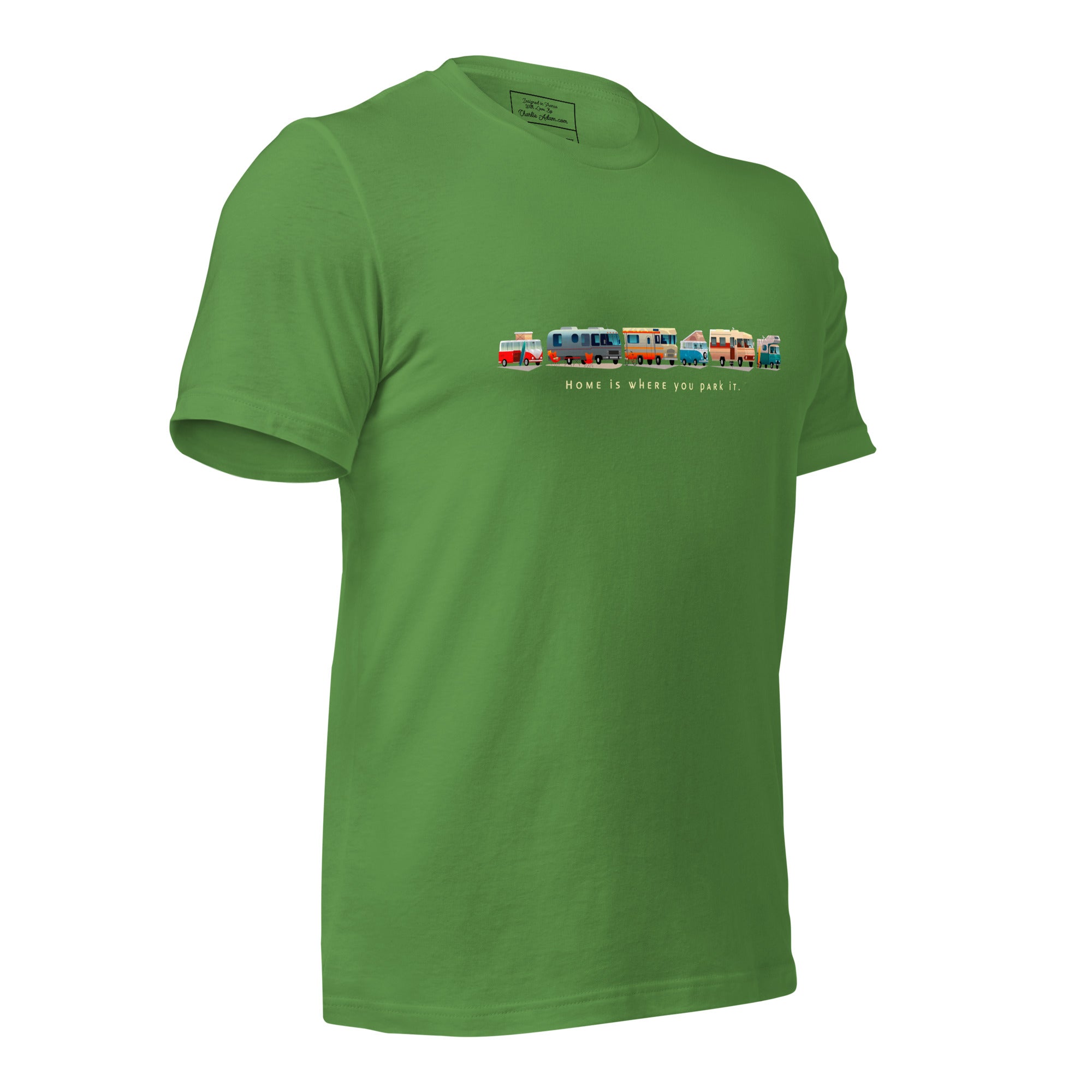 Unisex cotton t-shirt Vintage Campers: Home is where you park it on green