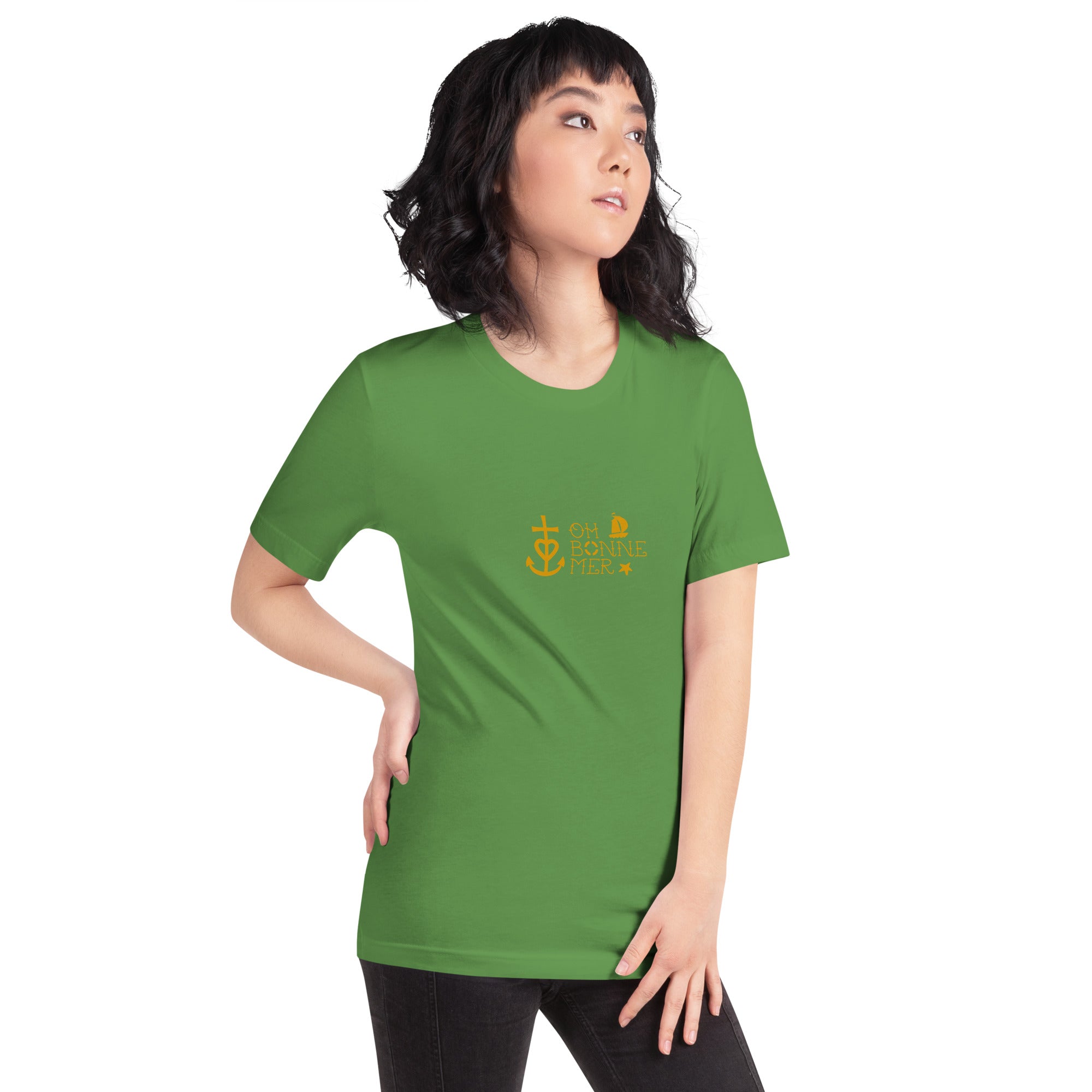 Unisex cotton t-shirt Oh Bonne Mer 2 on greens
