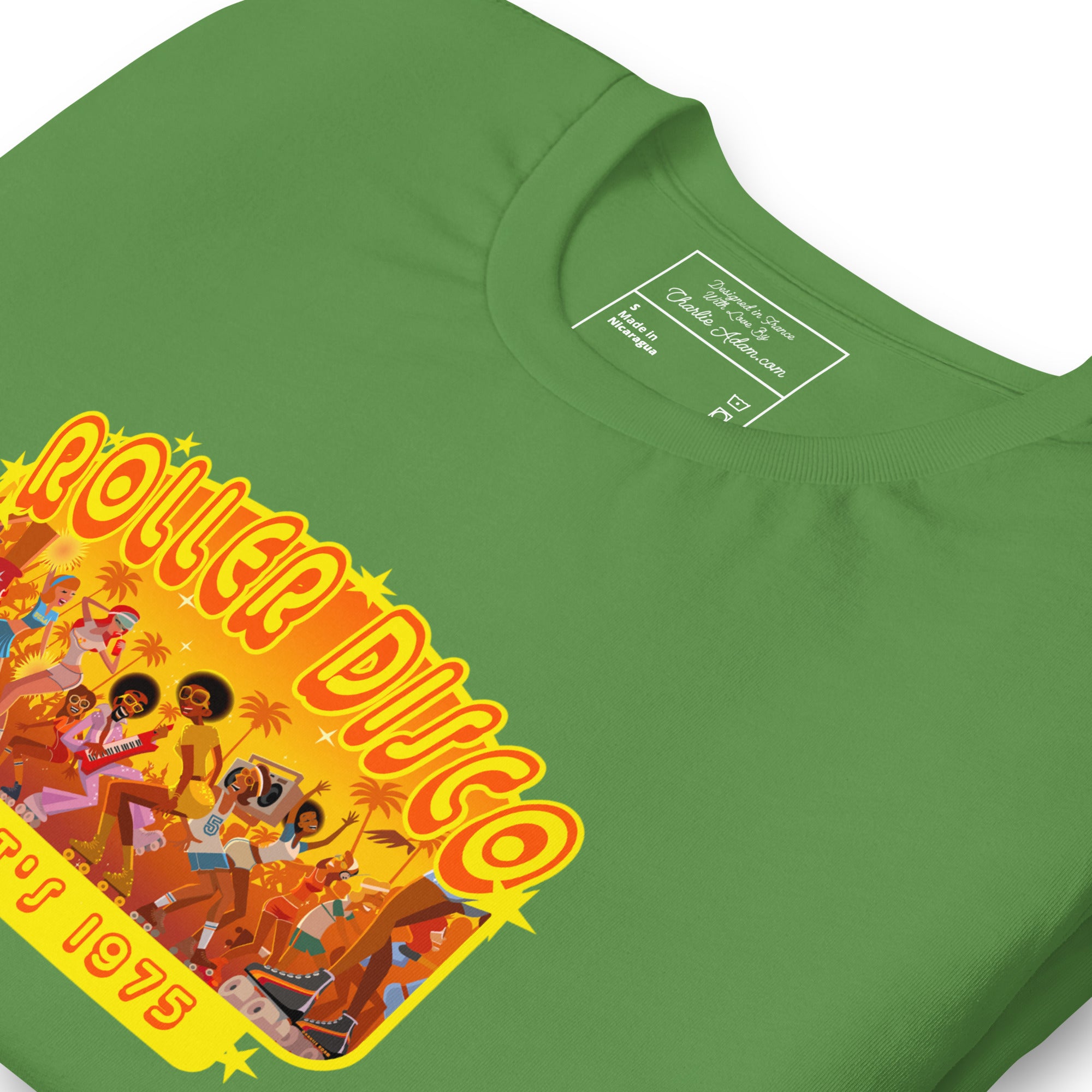 T-shirt en coton unisexe Roller Disco 1975 sur couleurs foncées