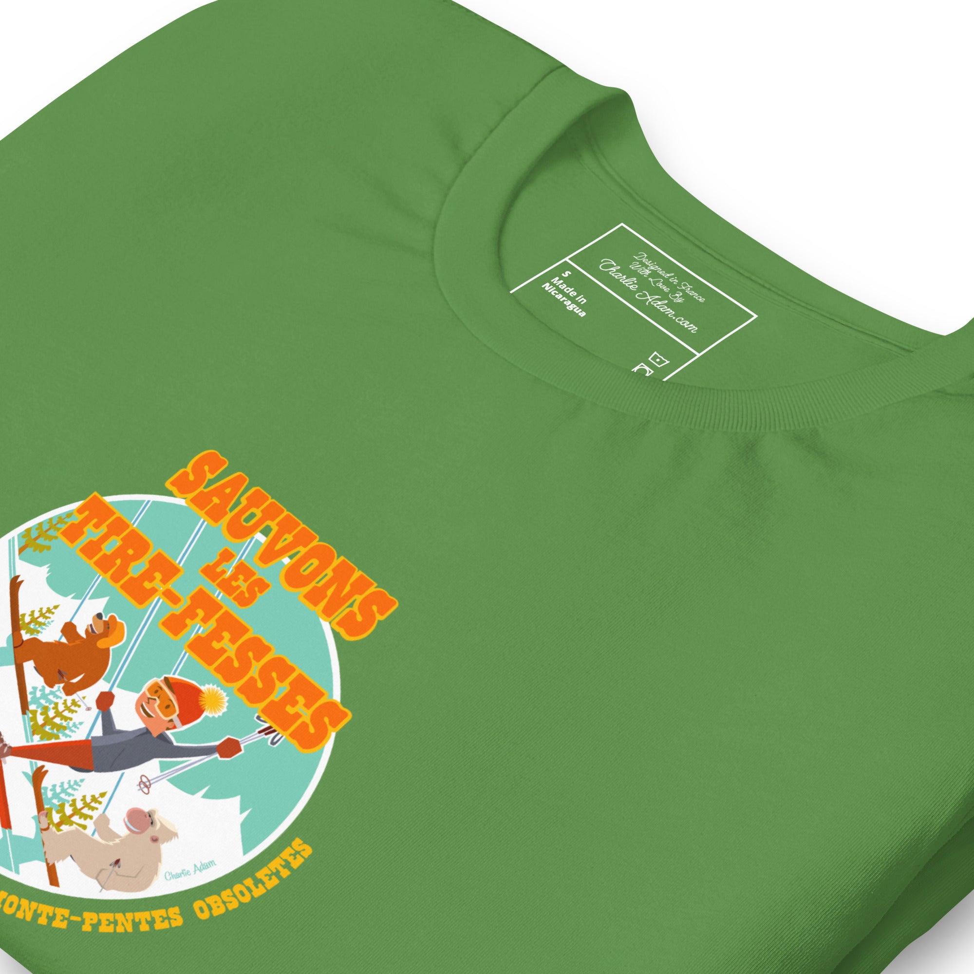 T-shirt en coton unisexe Sauvons les Tires-fesses sur couleurs foncées