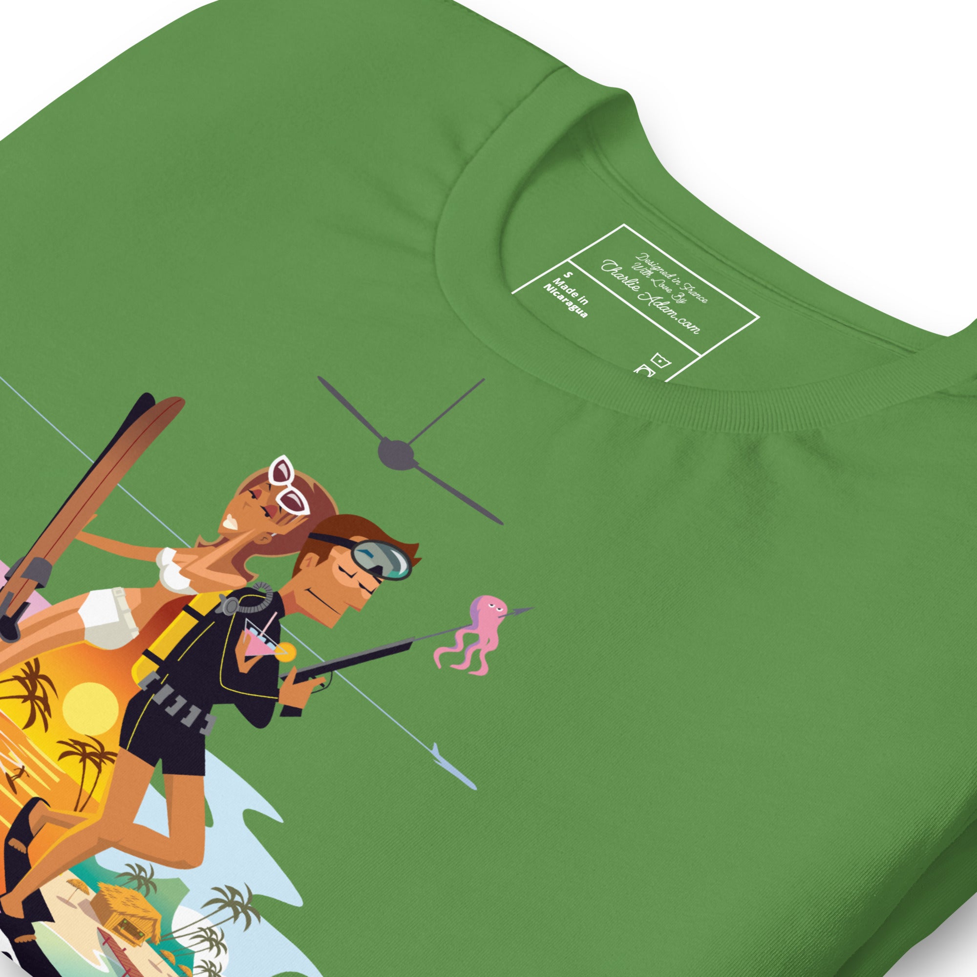 Unisex cotton t-shirt License to Chill Vamos a la Playa on Green