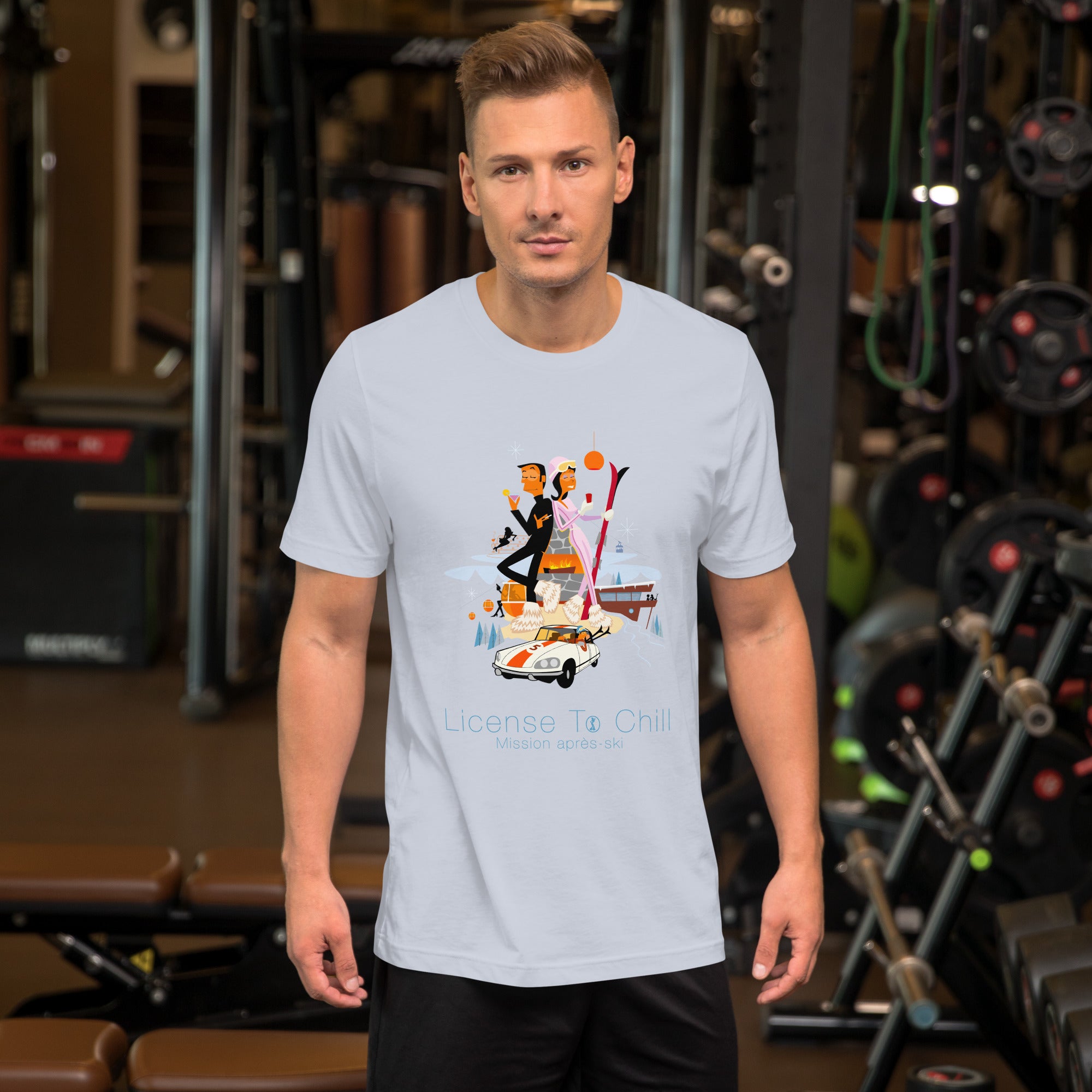 T-shirt en coton unisexe License To Chill Mission Après-Ski sur couleurs claires