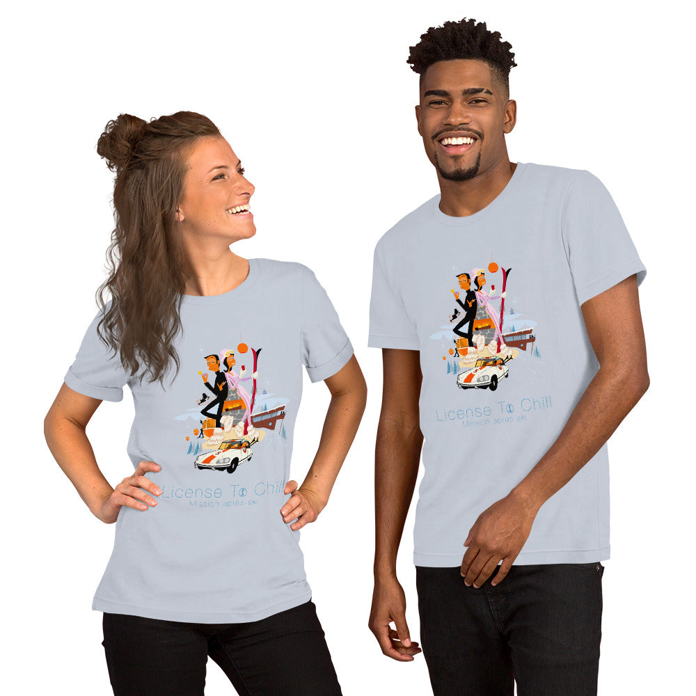 T-shirt en coton unisexe License To Chill Mission Après-Ski sur couleurs claires