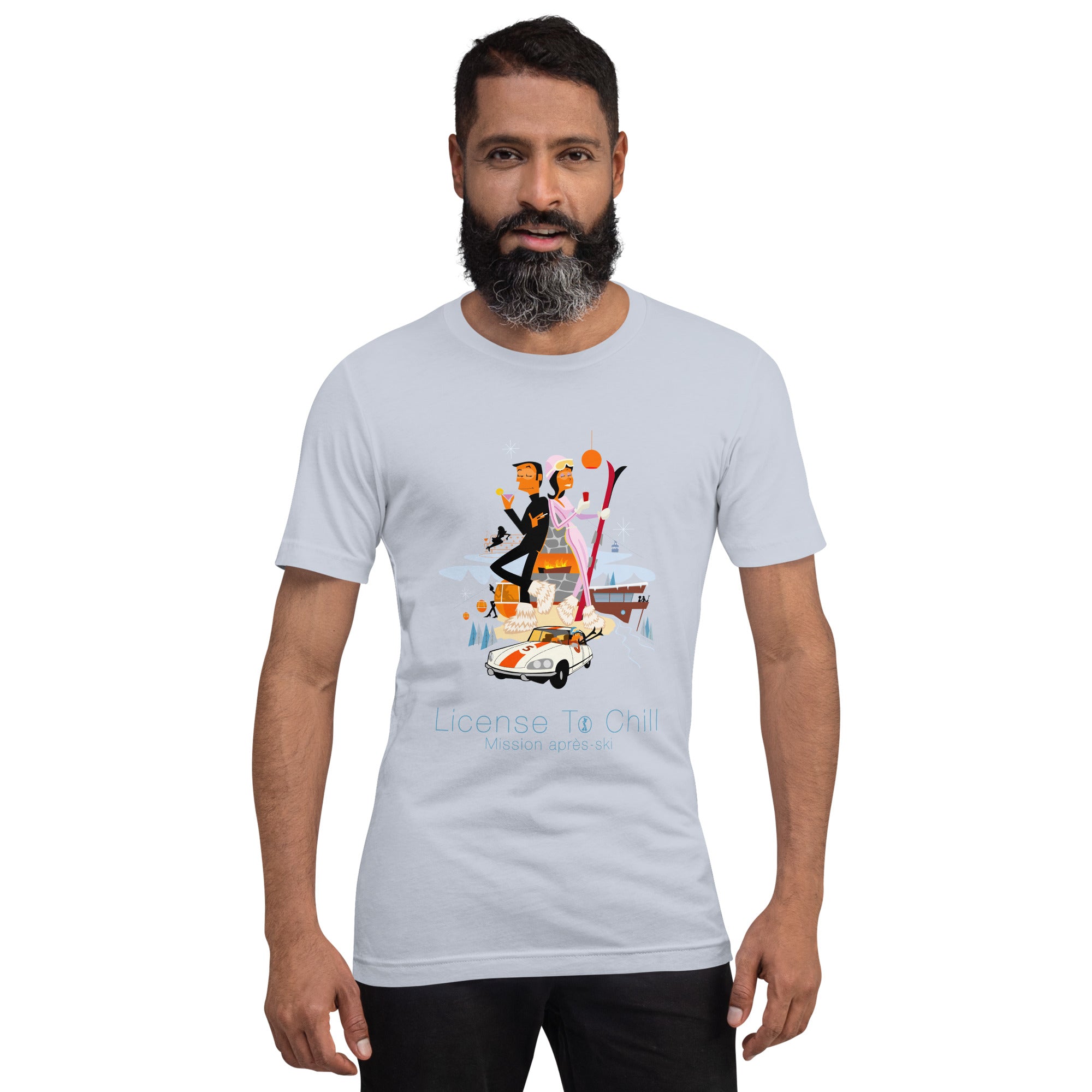 T-shirt en coton unisexe License To Chill Mission Après-Ski sur couleurs claires