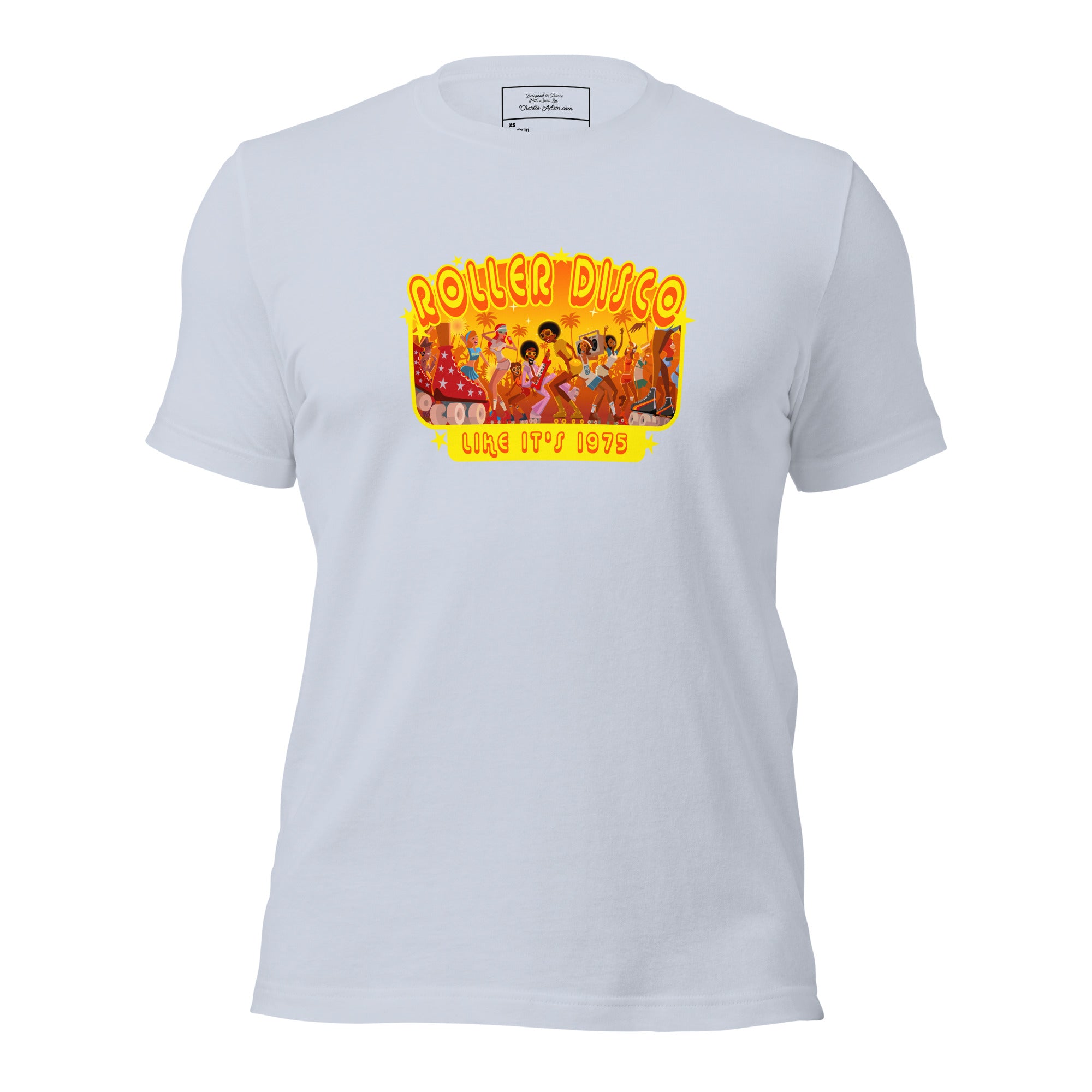 T-shirt en coton unisexe Roller Disco 1975 sur couleurs claires