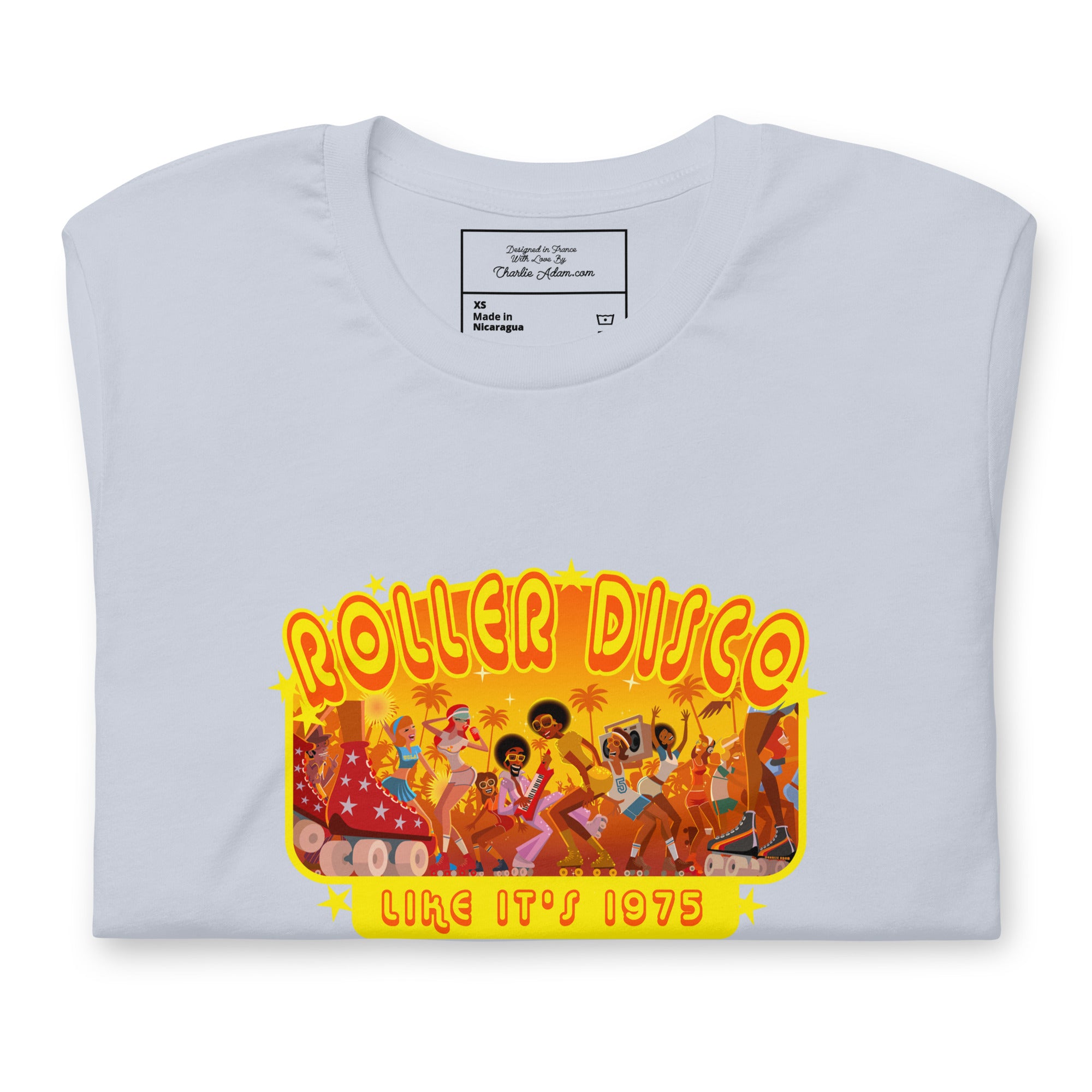 T-shirt en coton unisexe Roller Disco 1975 sur couleurs claires