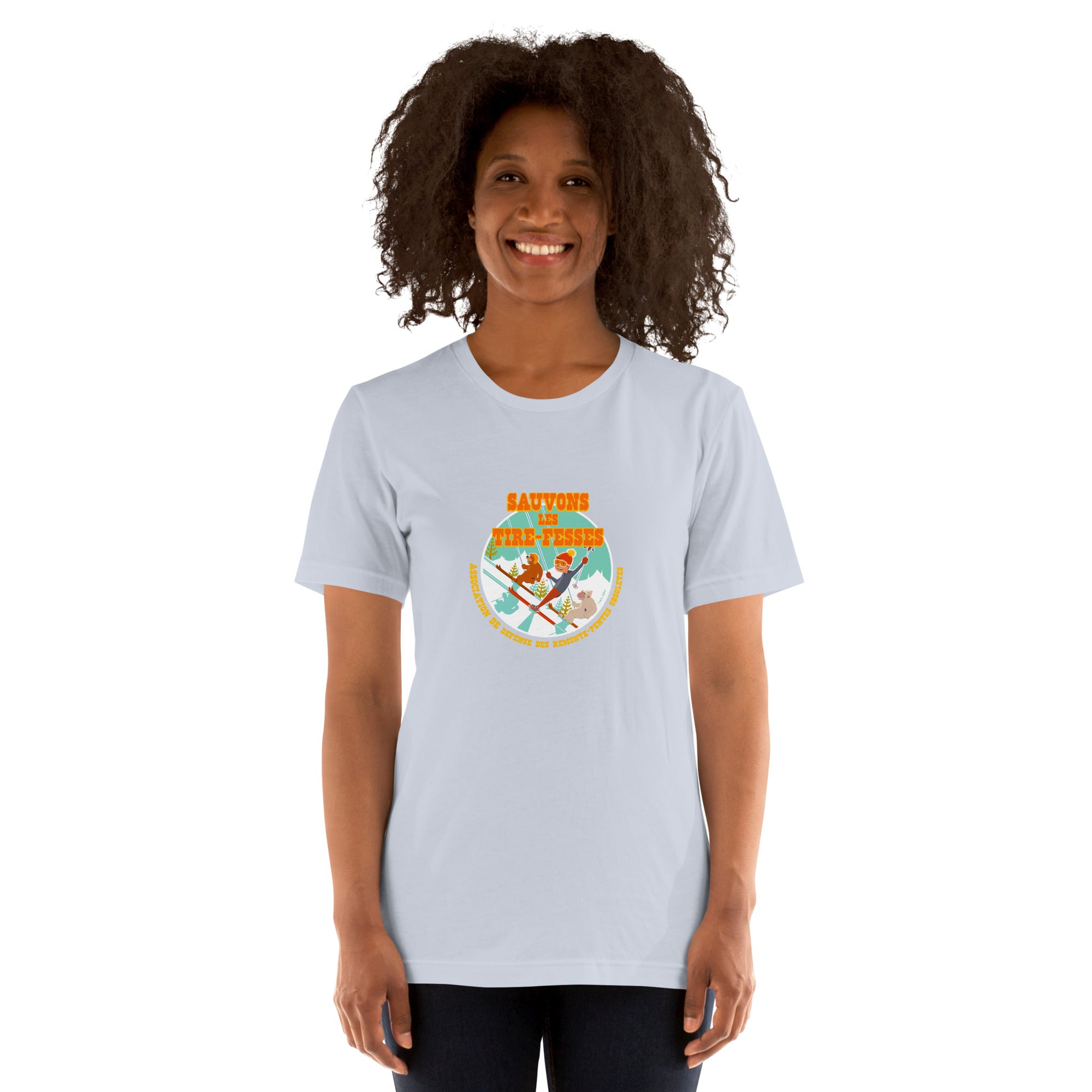 T-shirt en coton unisexe Sauvons les Tires-fesses sur couleurs claires