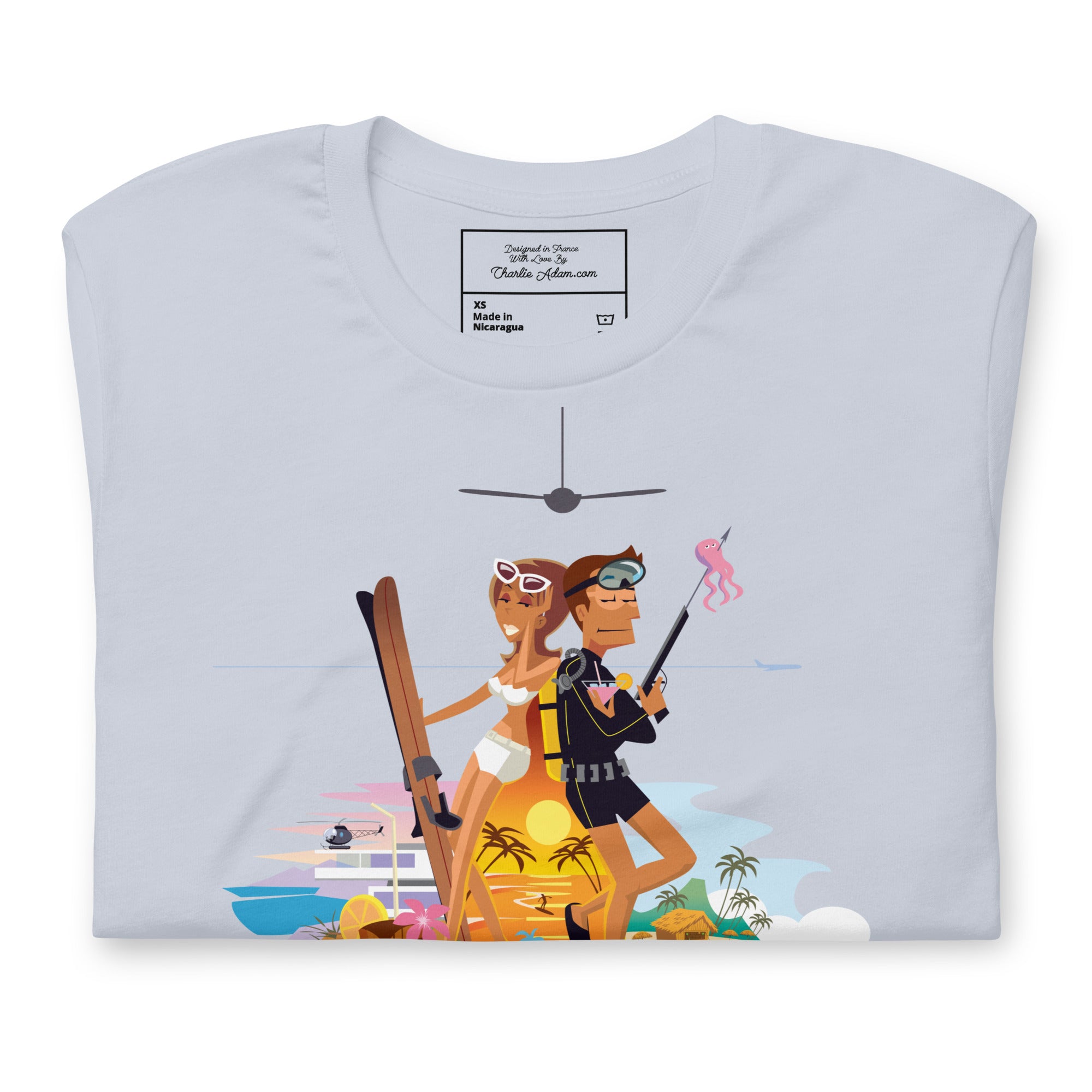 T-shirt en coton unisexe License to Chill Vamos a la playa sur couleurs claires