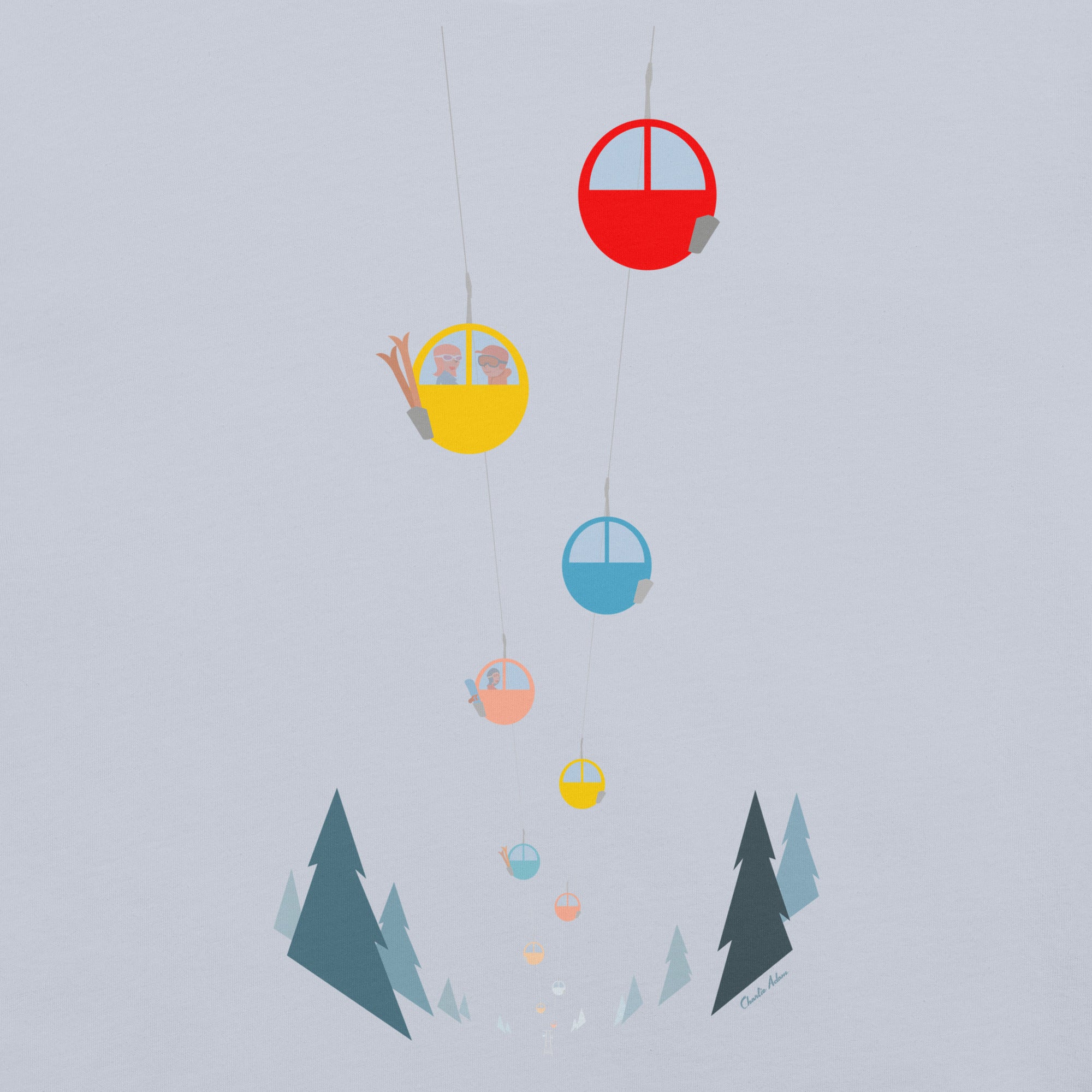 T-shirt en coton unisexe Gondolas in the mist sur couleurs claires