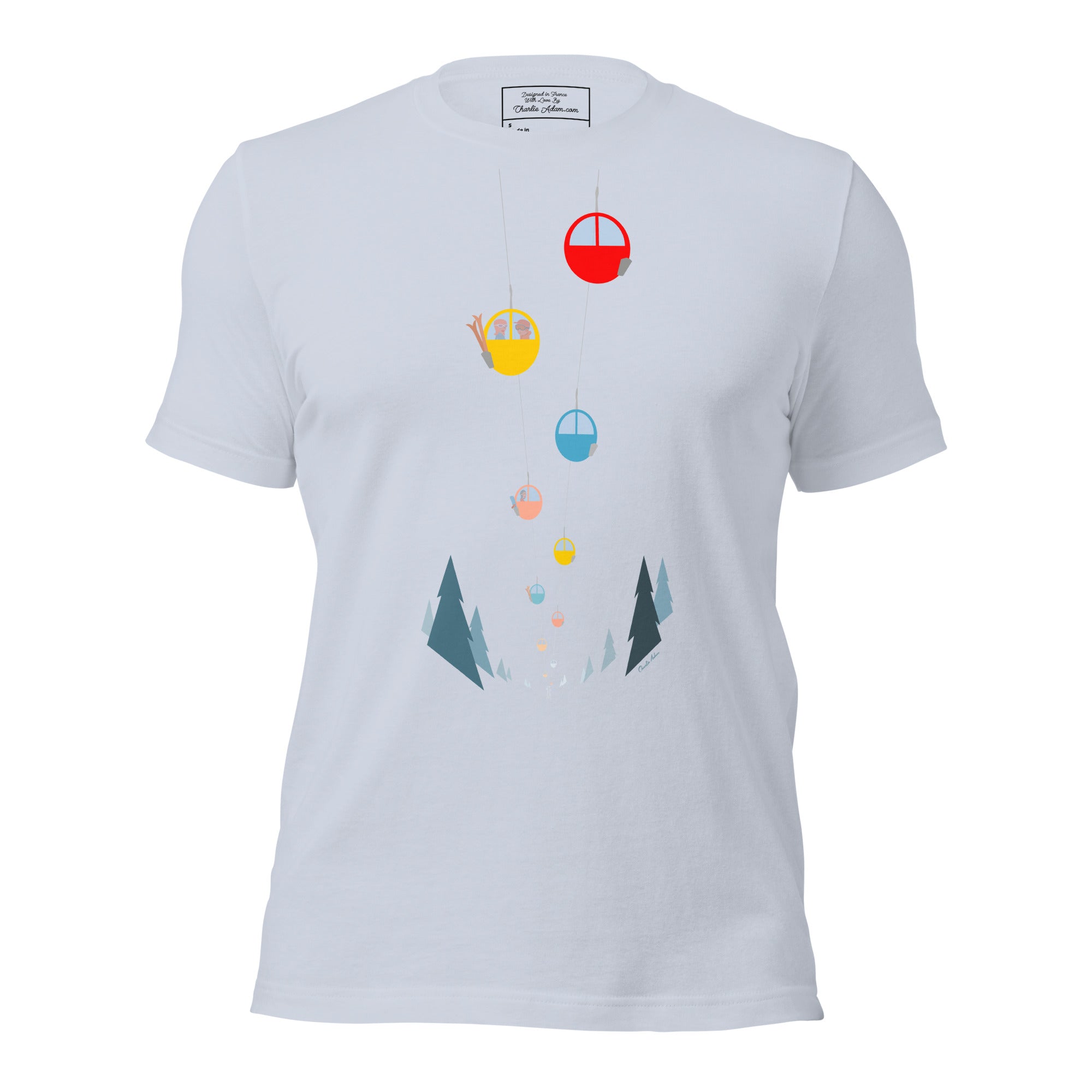T-shirt en coton unisexe Gondolas in the mist sur couleurs claires