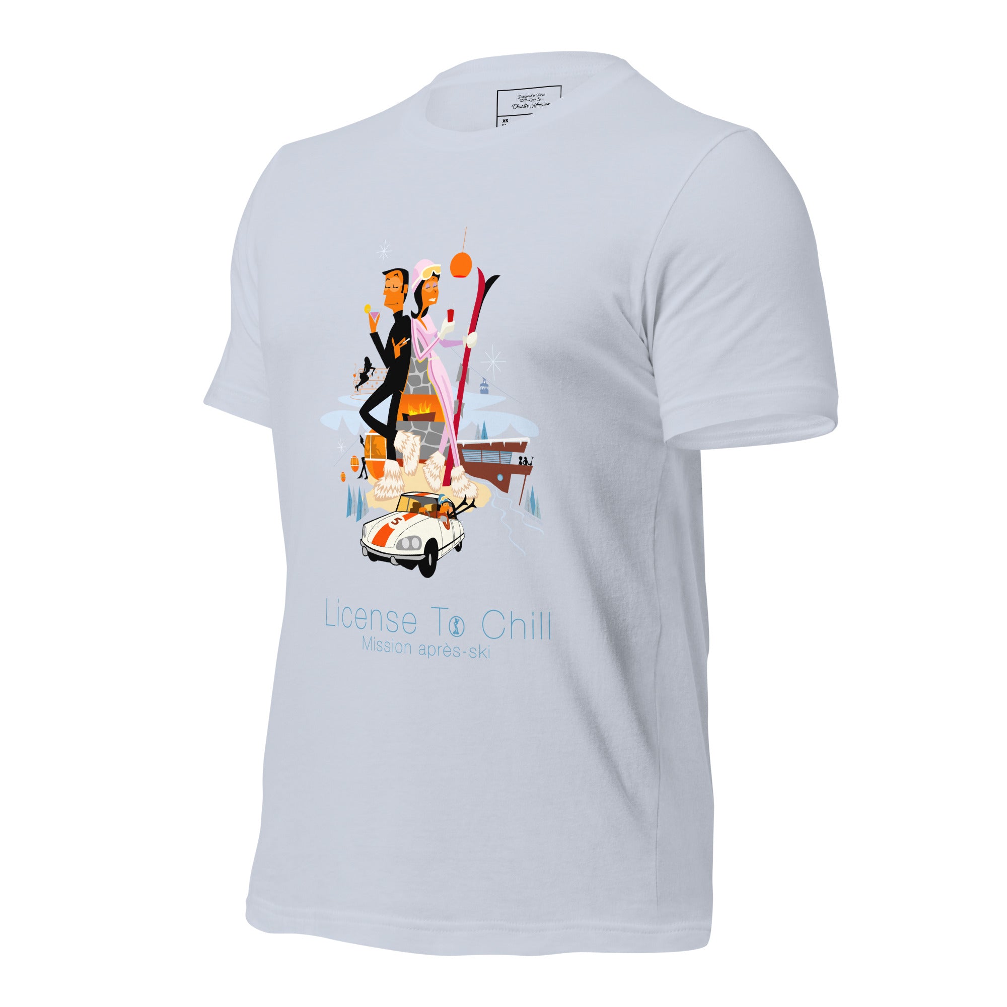 T-shirt en coton unisexe License To Chill Mission Après-Ski sur couleurs claires