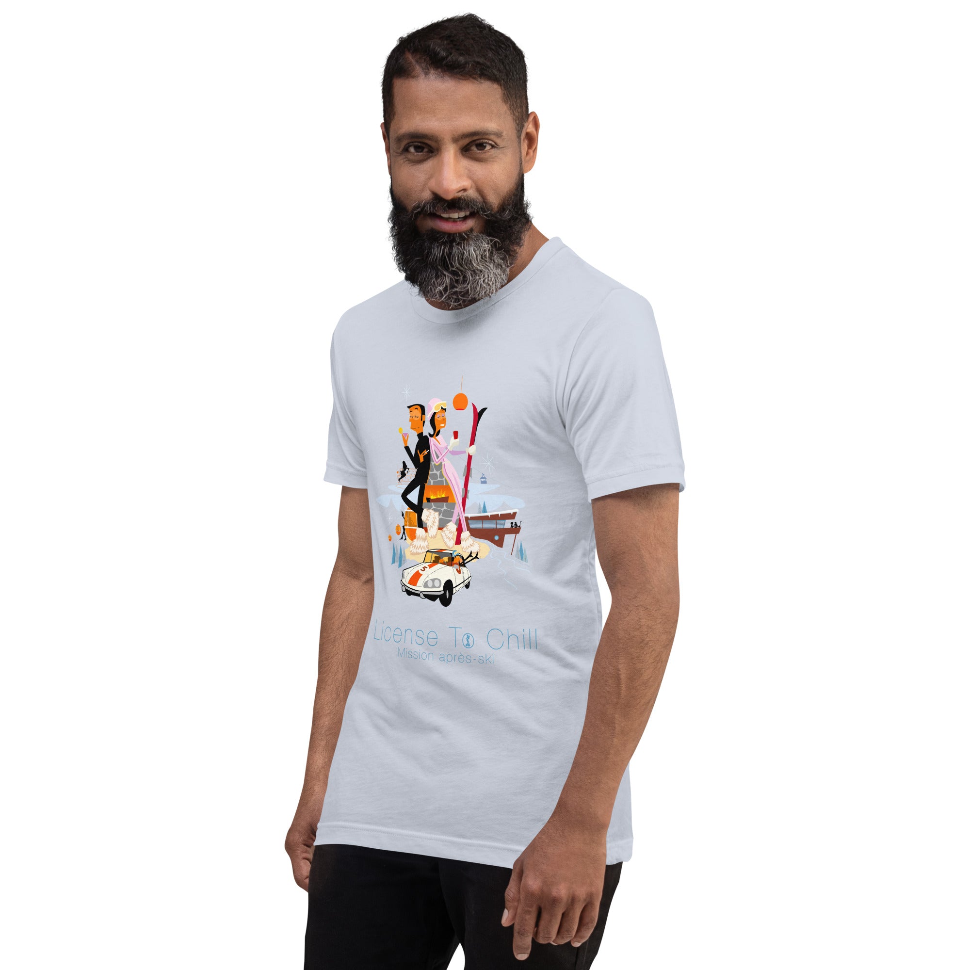 T-shirt en coton unisexe License To Chill Mission Après-Ski sur couleurs claires