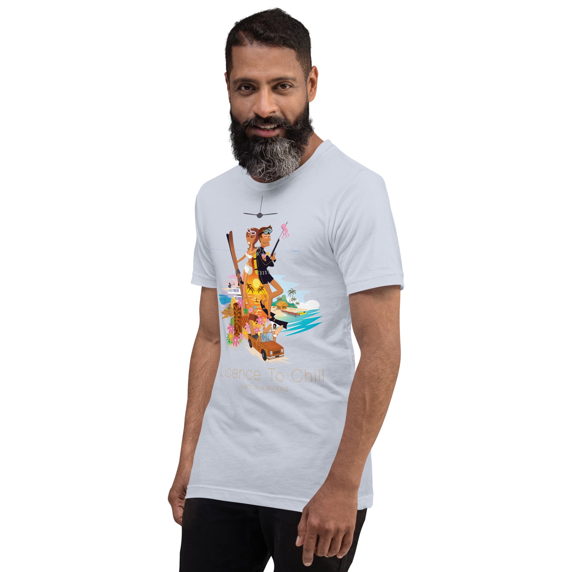 T-shirt en coton unisexe License to Chill Vamos a la playa sur couleurs claires