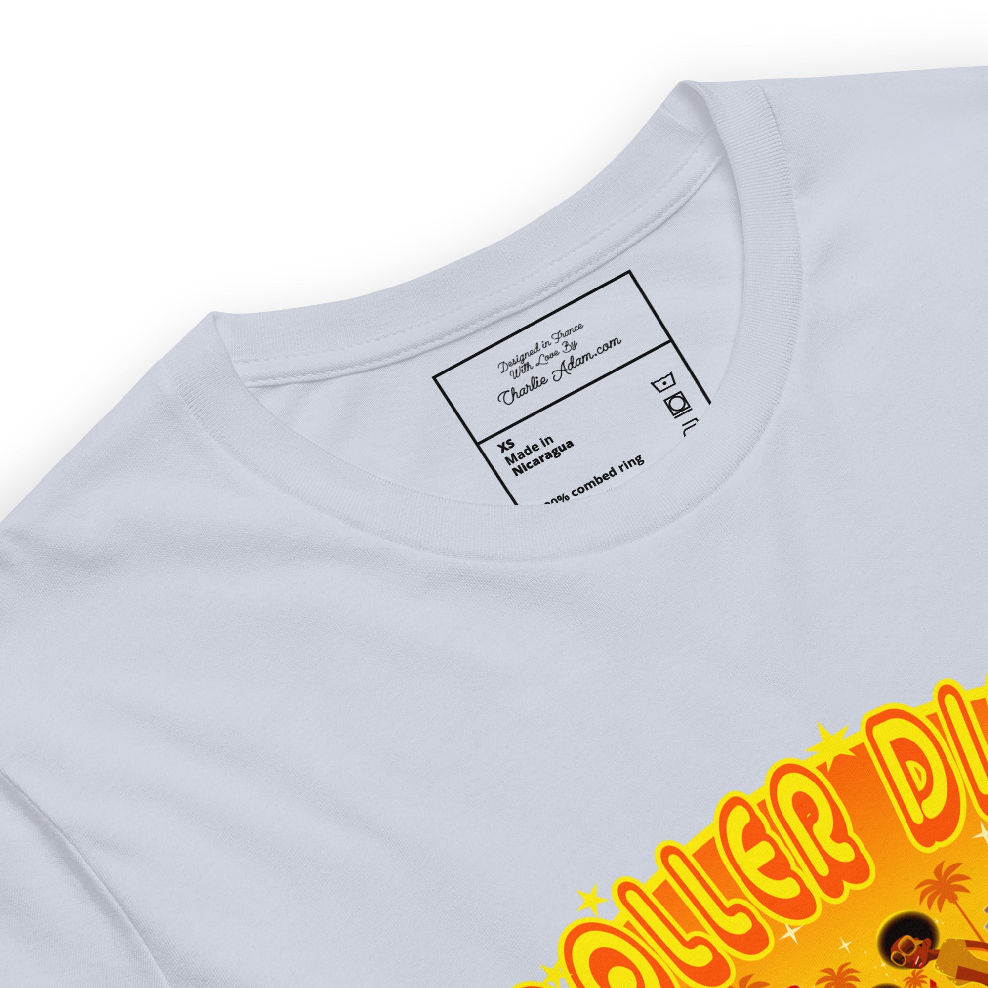 T-shirt en coton unisexe Roller Disco 1975 sur couleurs claires