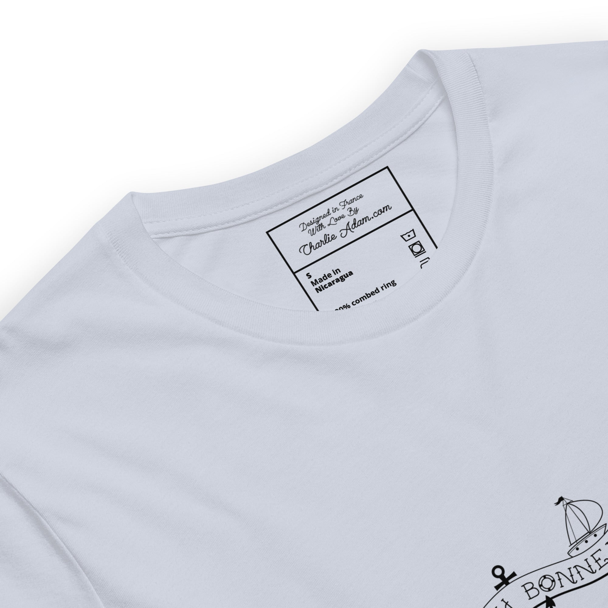 T-shirt en coton unisexe Oh Bonne Mer Tattoo black sur couleurs claires