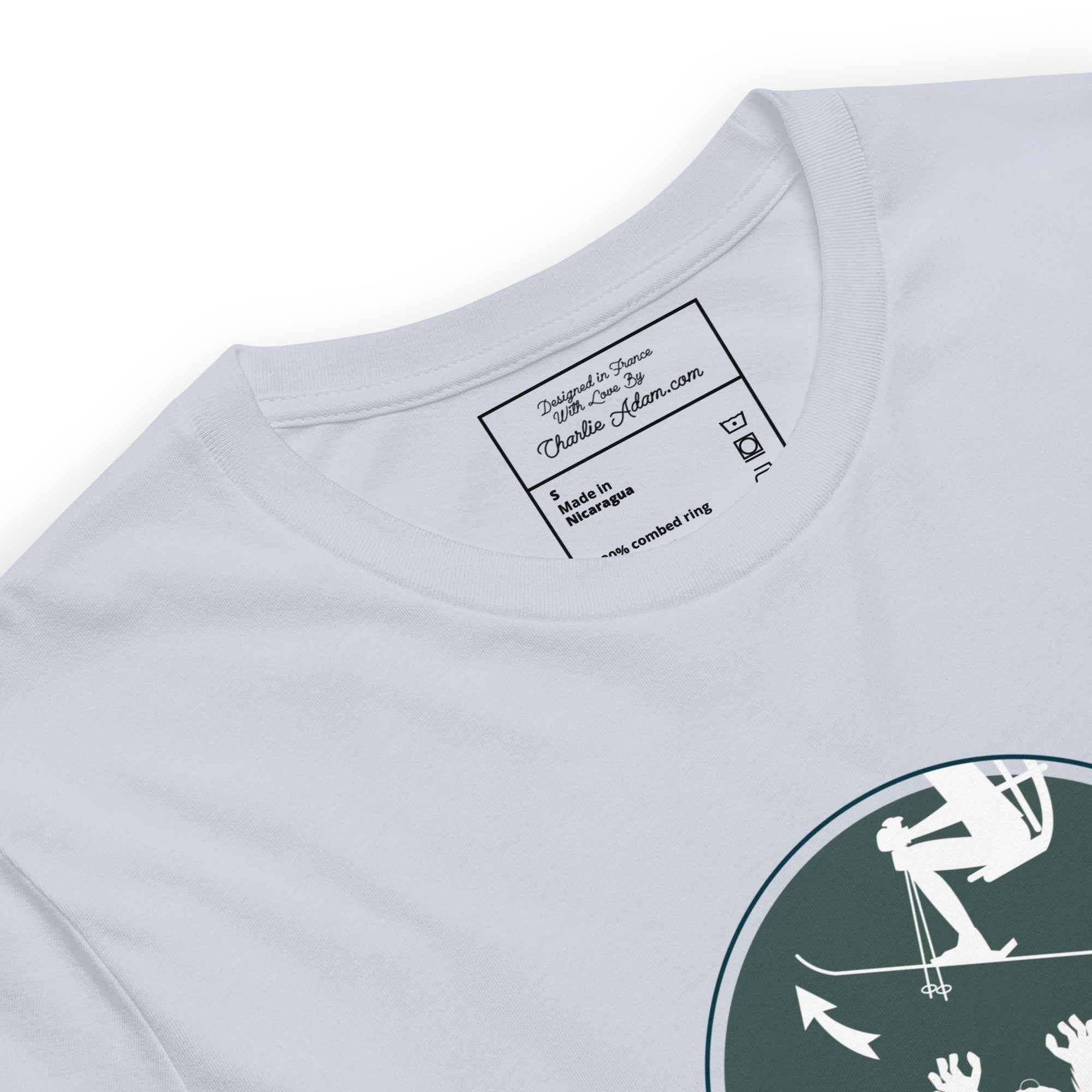 T-shirt en coton unisexe In case of Yeti, lift your ski tips sur couleurs claires