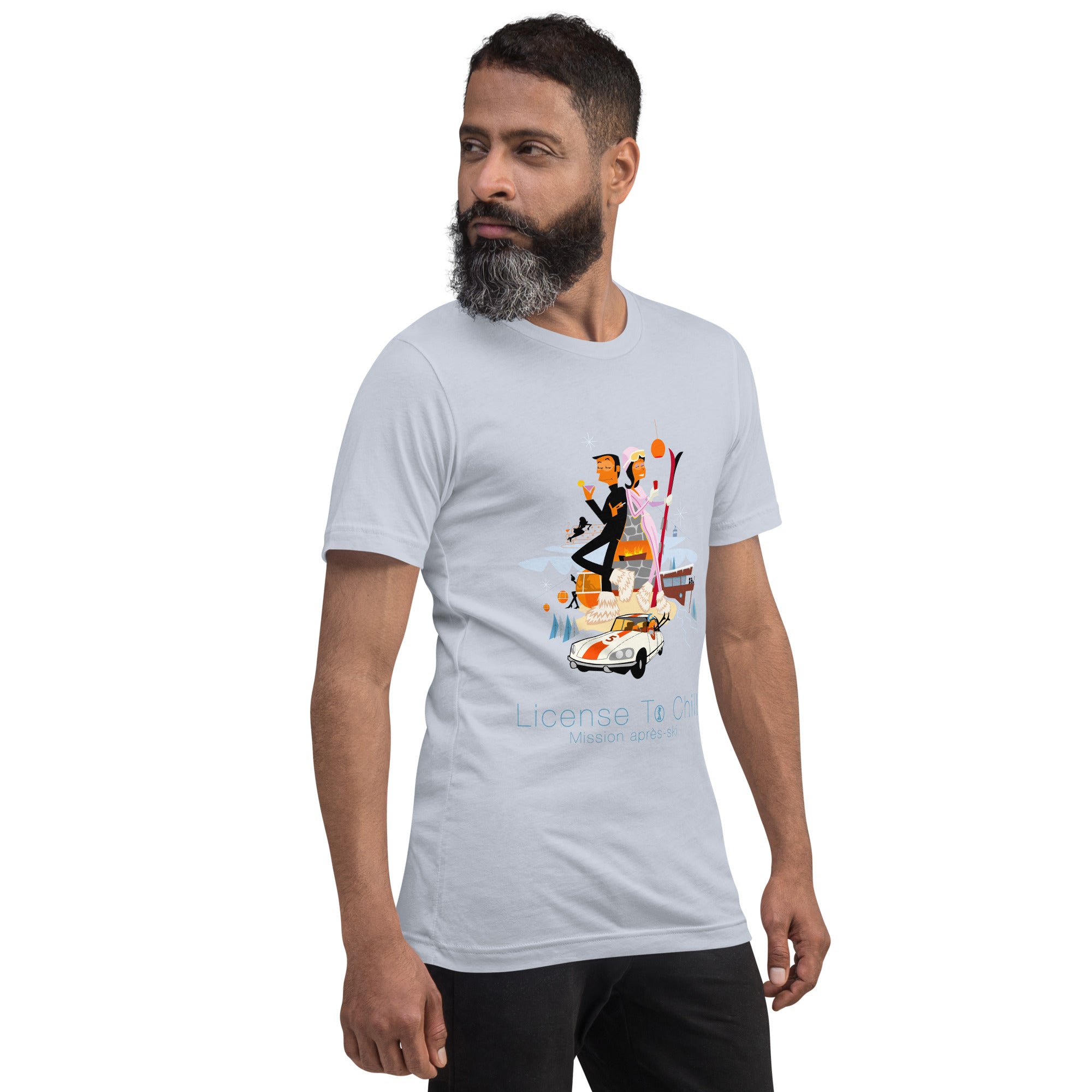 T-shirt en coton unisexe License To Chill Mission Après-Ski sur couleurs claires