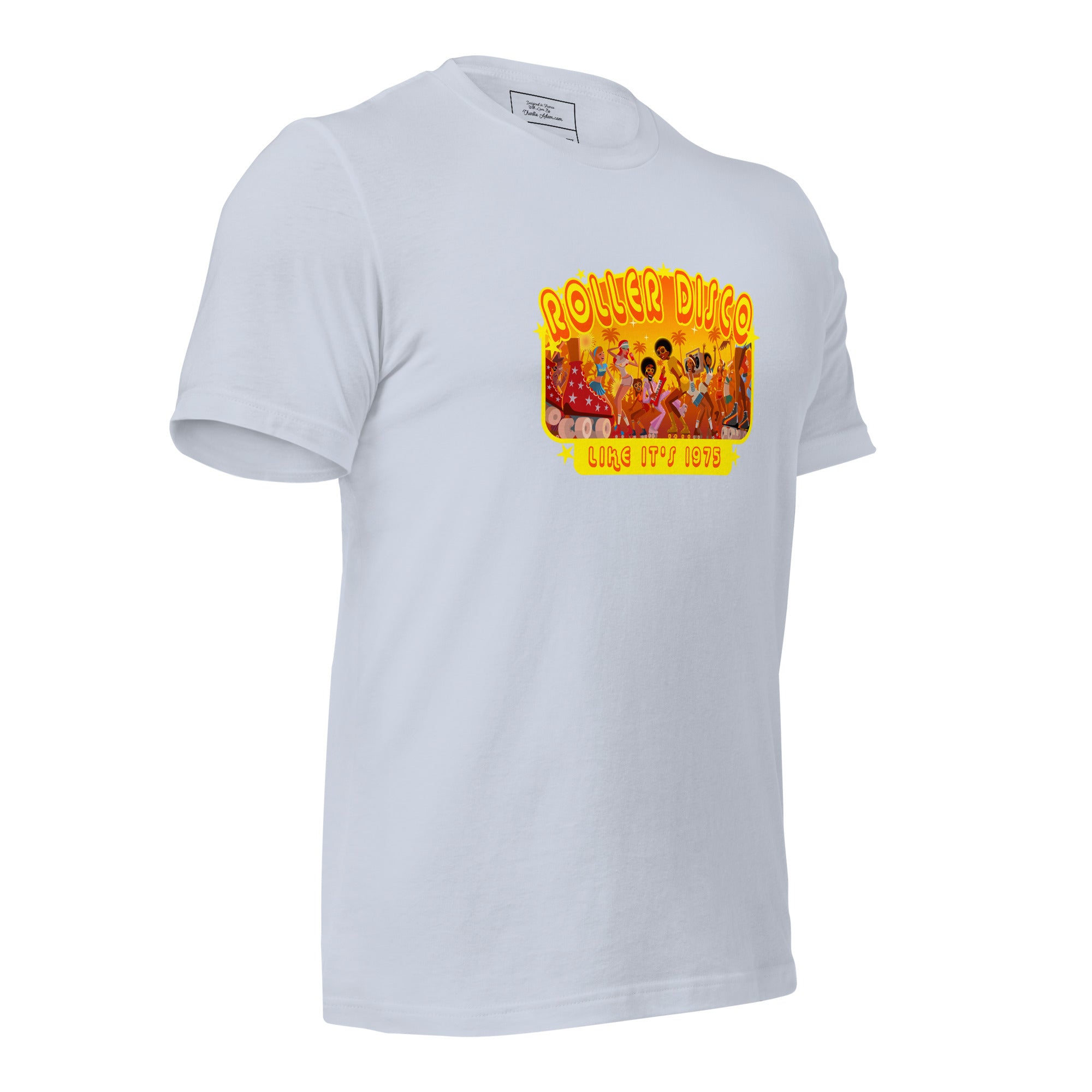 T-shirt en coton unisexe Roller Disco 1975 sur couleurs claires